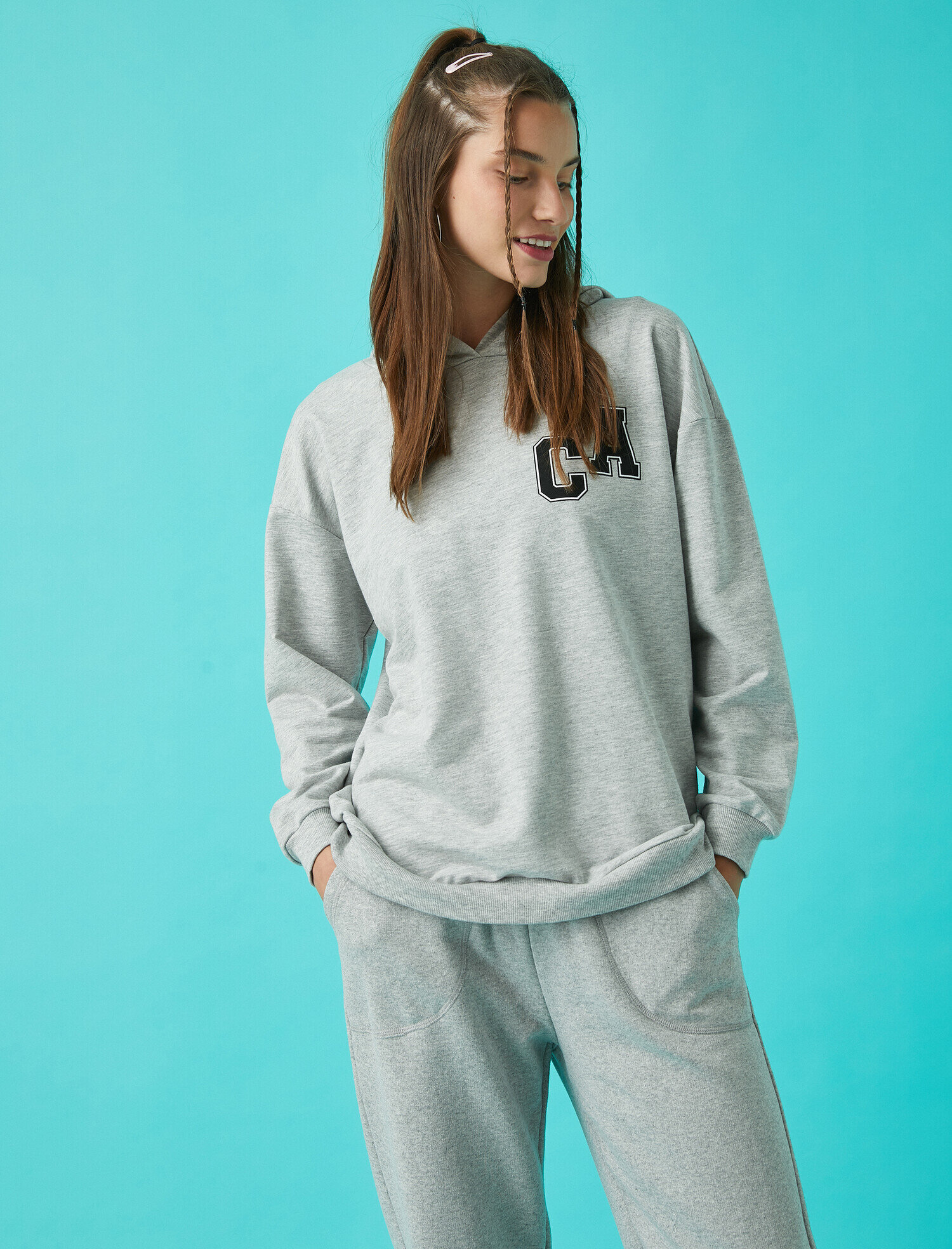   Baskılı Kapüşonlu Sweatshirt