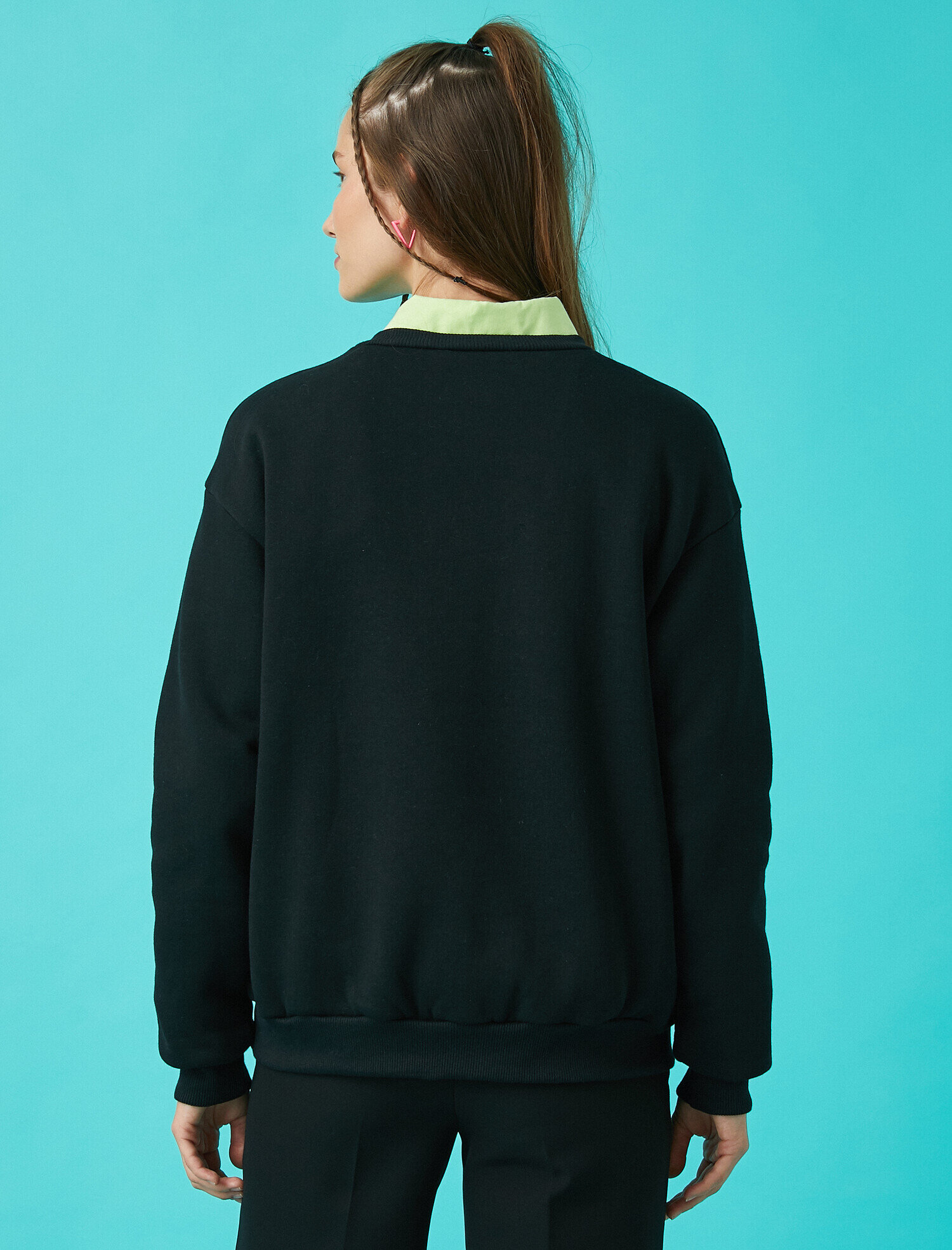   Baskılı Sweatshirt Bisiklet Yaka