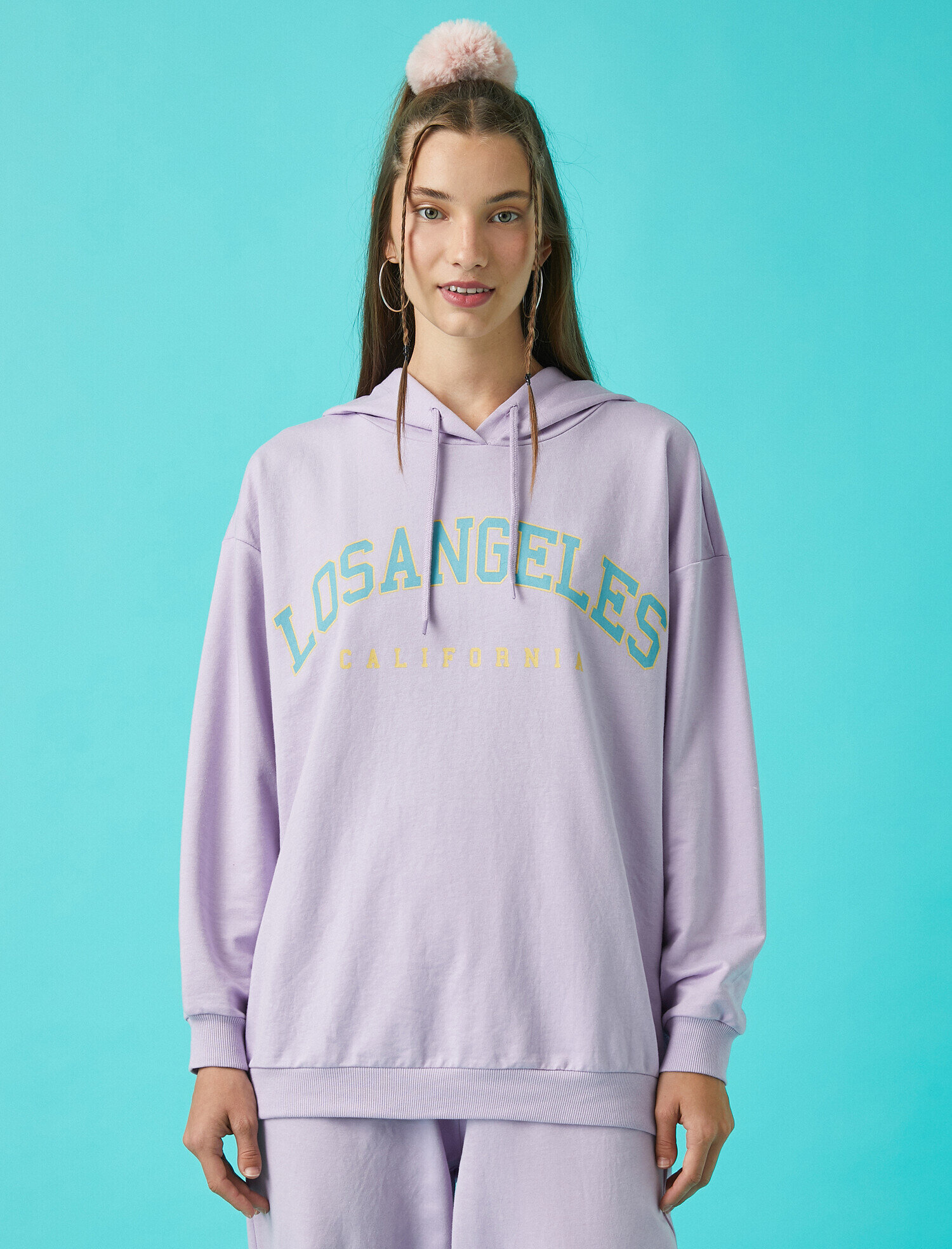   Baskılı Kapüşonlu Sweatshirt Pamuklu