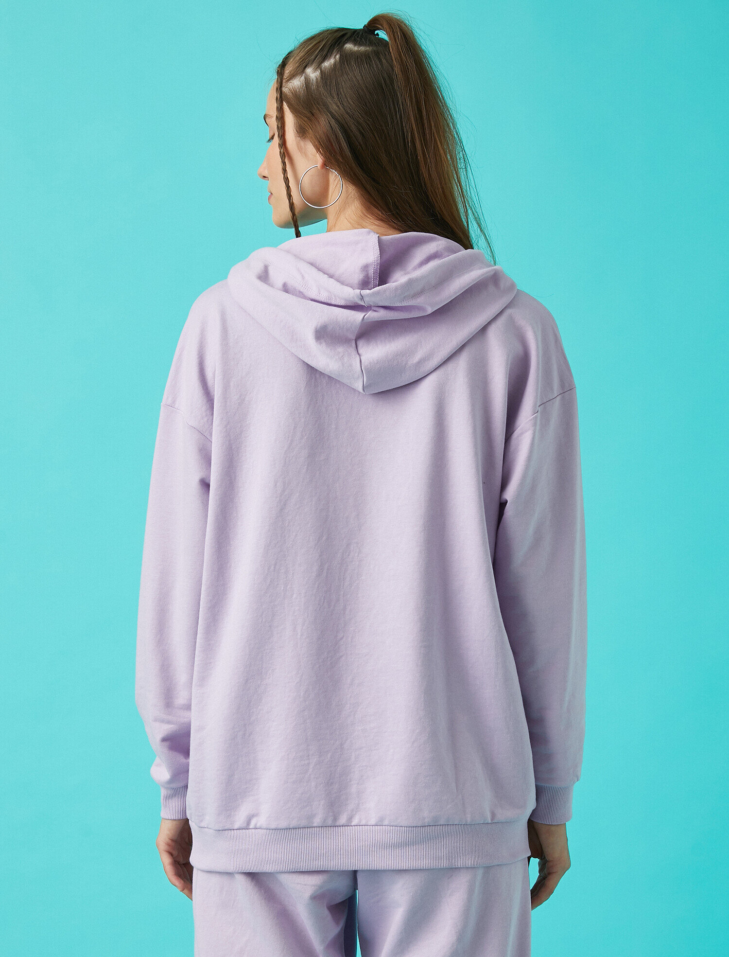   Baskılı Kapüşonlu Sweatshirt Pamuklu