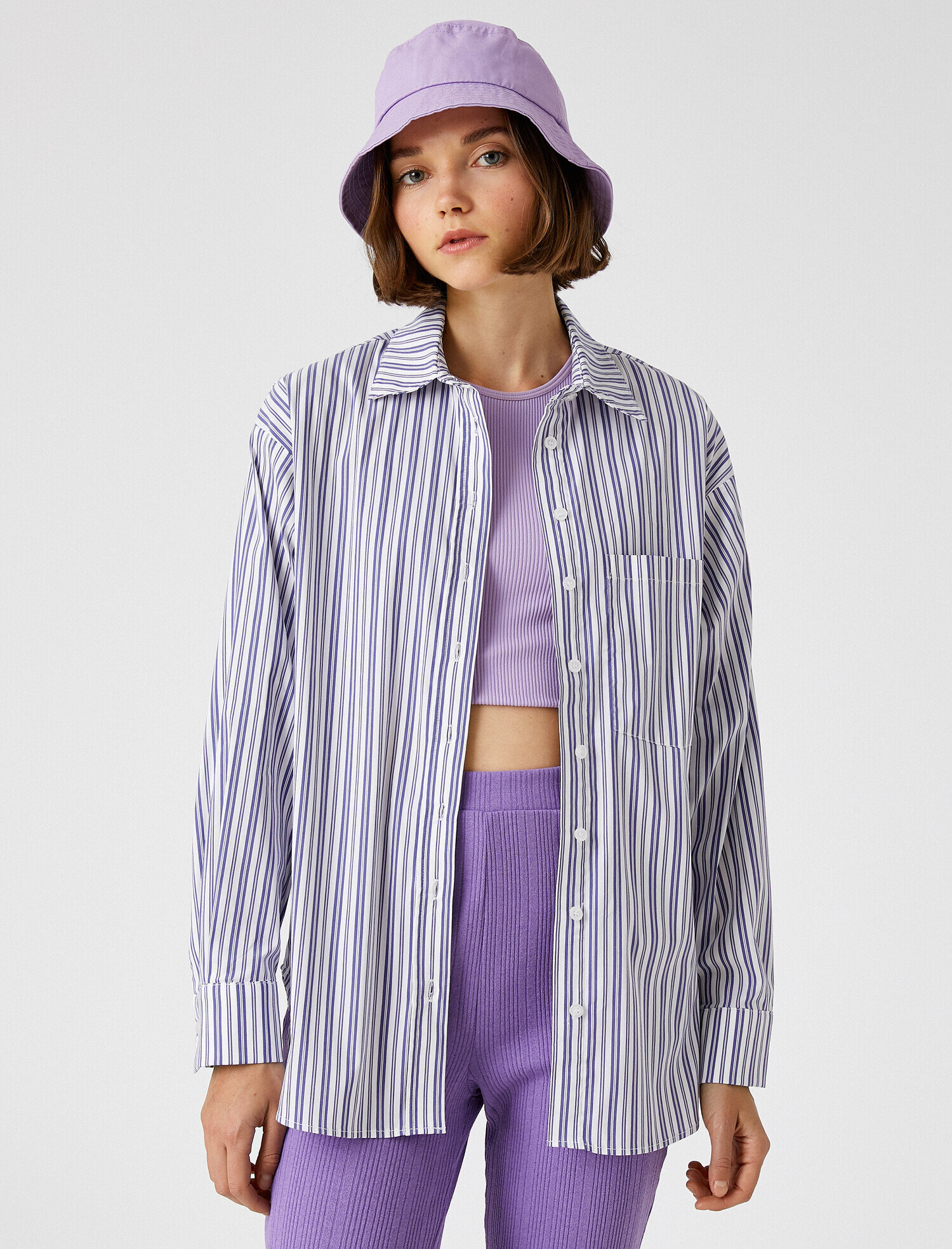   Çizgili Oversize Gömlek