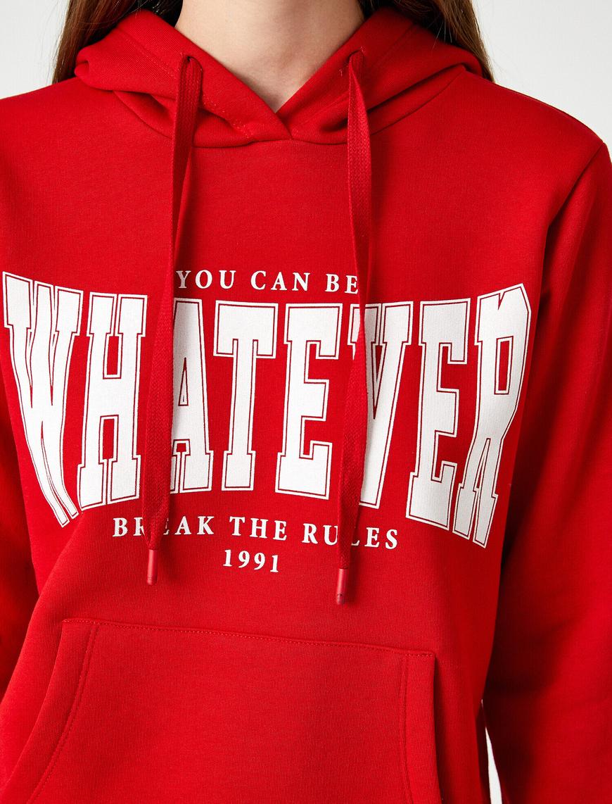   Yazı Baskılı Kapüşonlu Sweatshirt