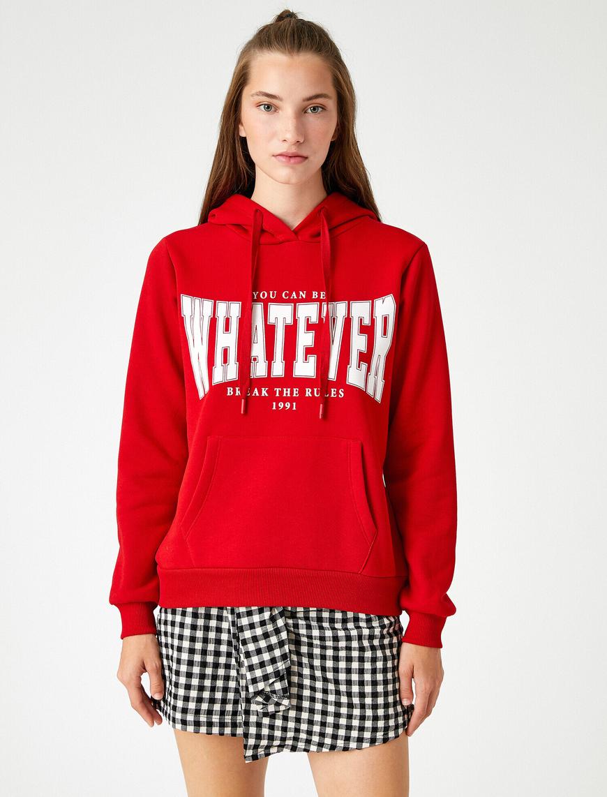   Yazı Baskılı Kapüşonlu Sweatshirt