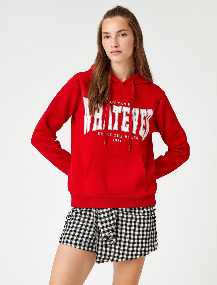   Yazı Baskılı Kapüşonlu Sweatshirt