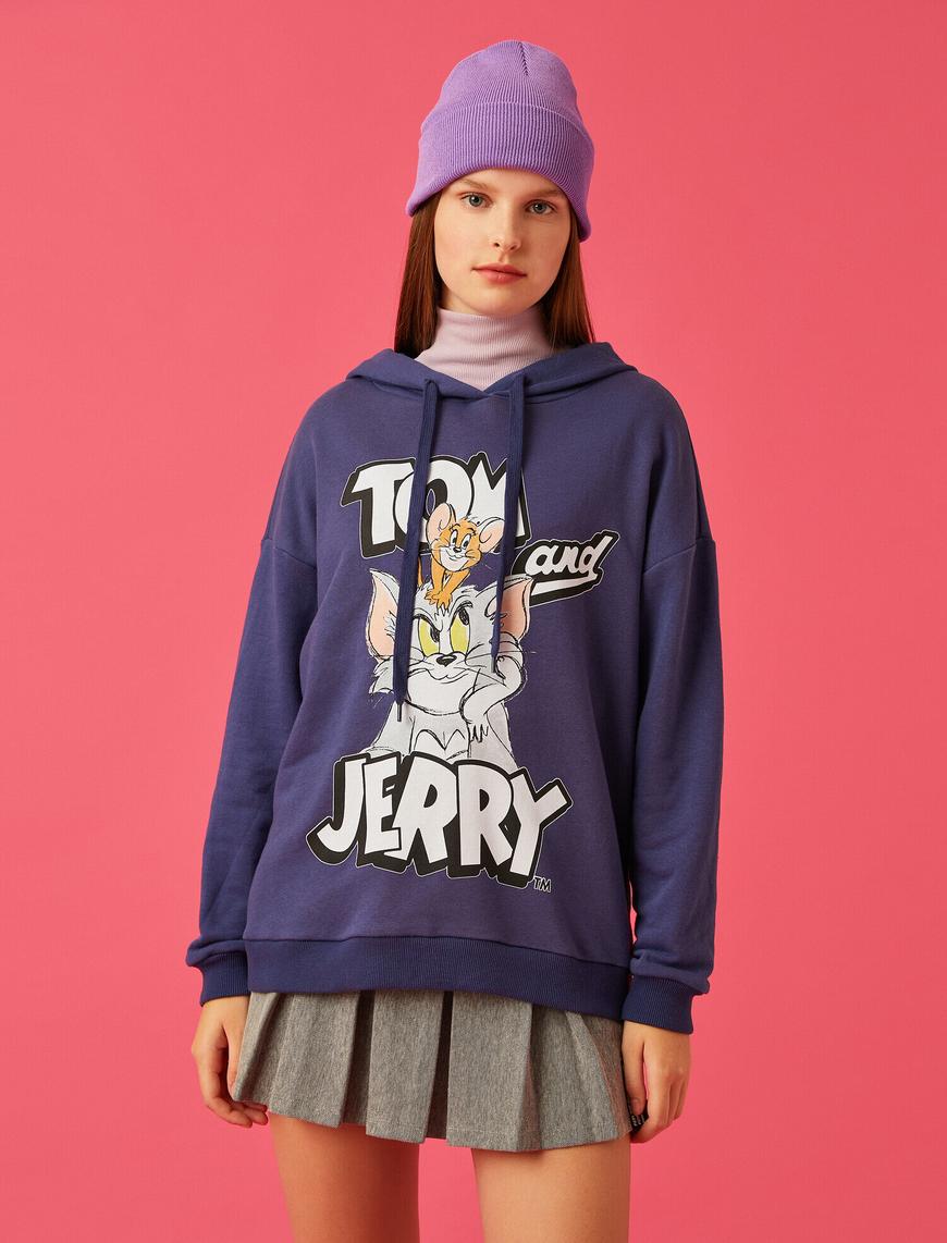   Tom ve Jerry Sweatshirt Lisanslı Baskılı Kapüşonlu