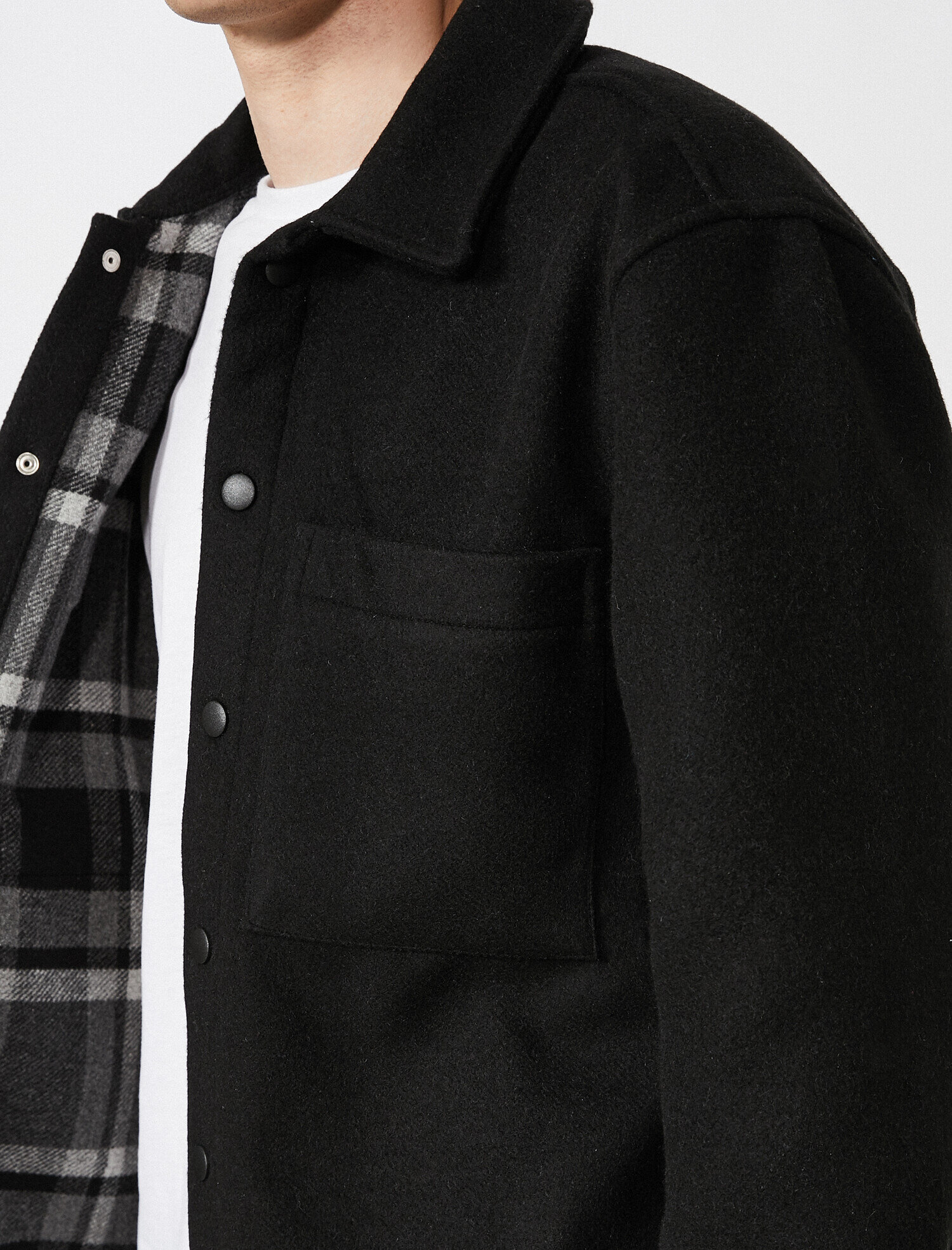   İçi Ekoseli Kaşe Gömlek Ceket