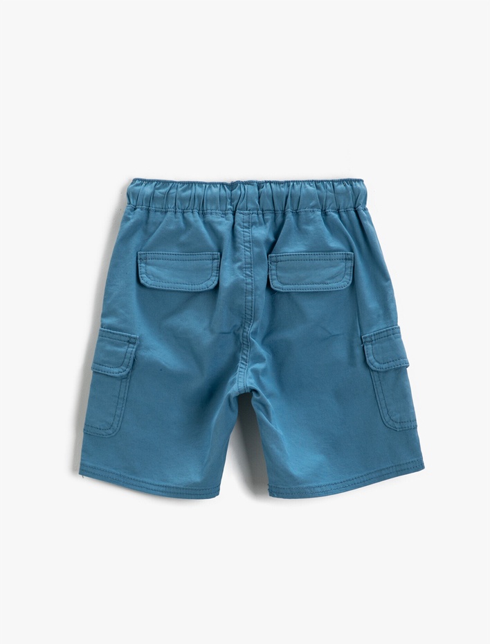 Erkek Çocuk Beli Bağlamalı Kargo Cepli Şort Pamuklu