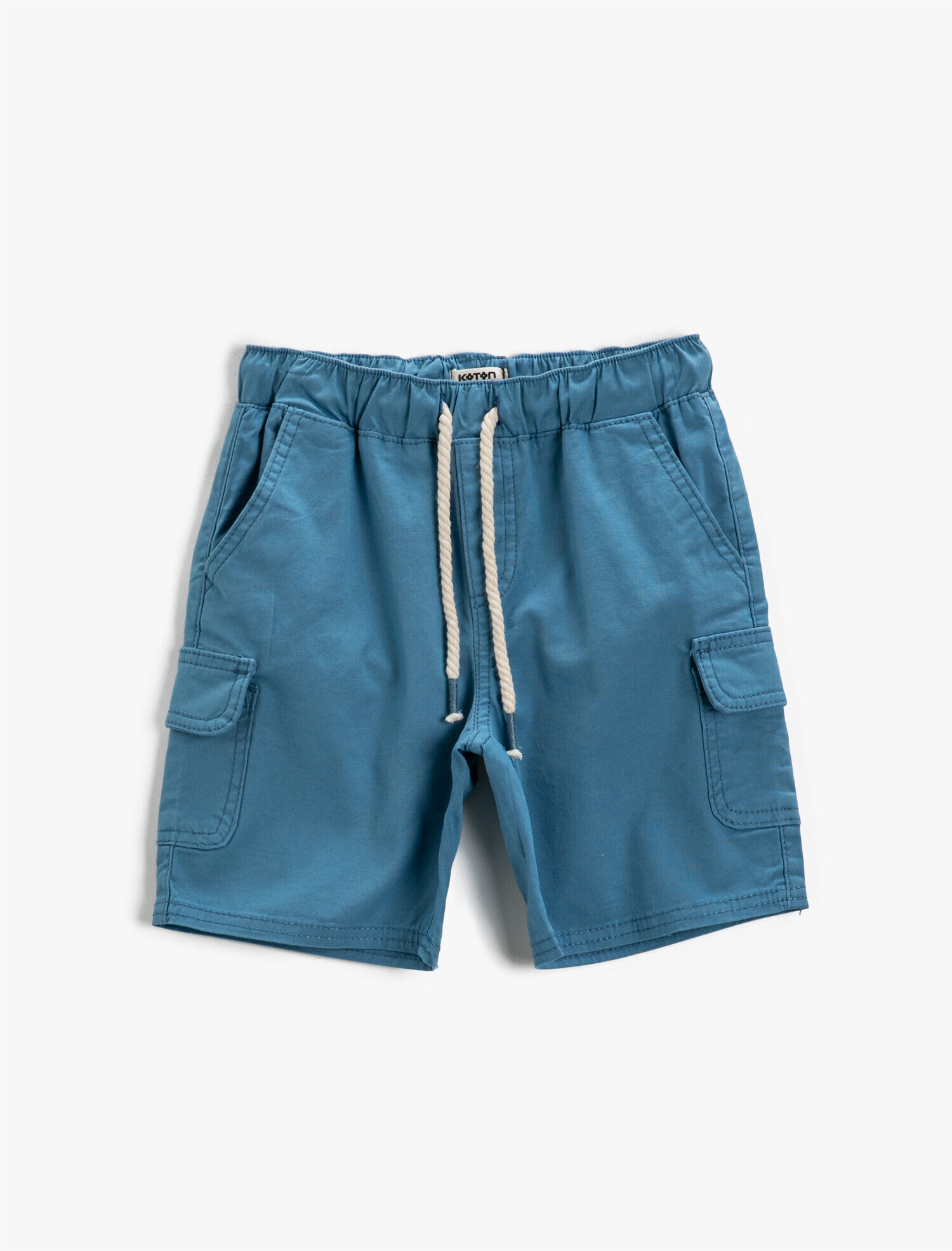  Erkek Çocuk Beli Bağlamalı Kargo Cepli Şort Pamuklu