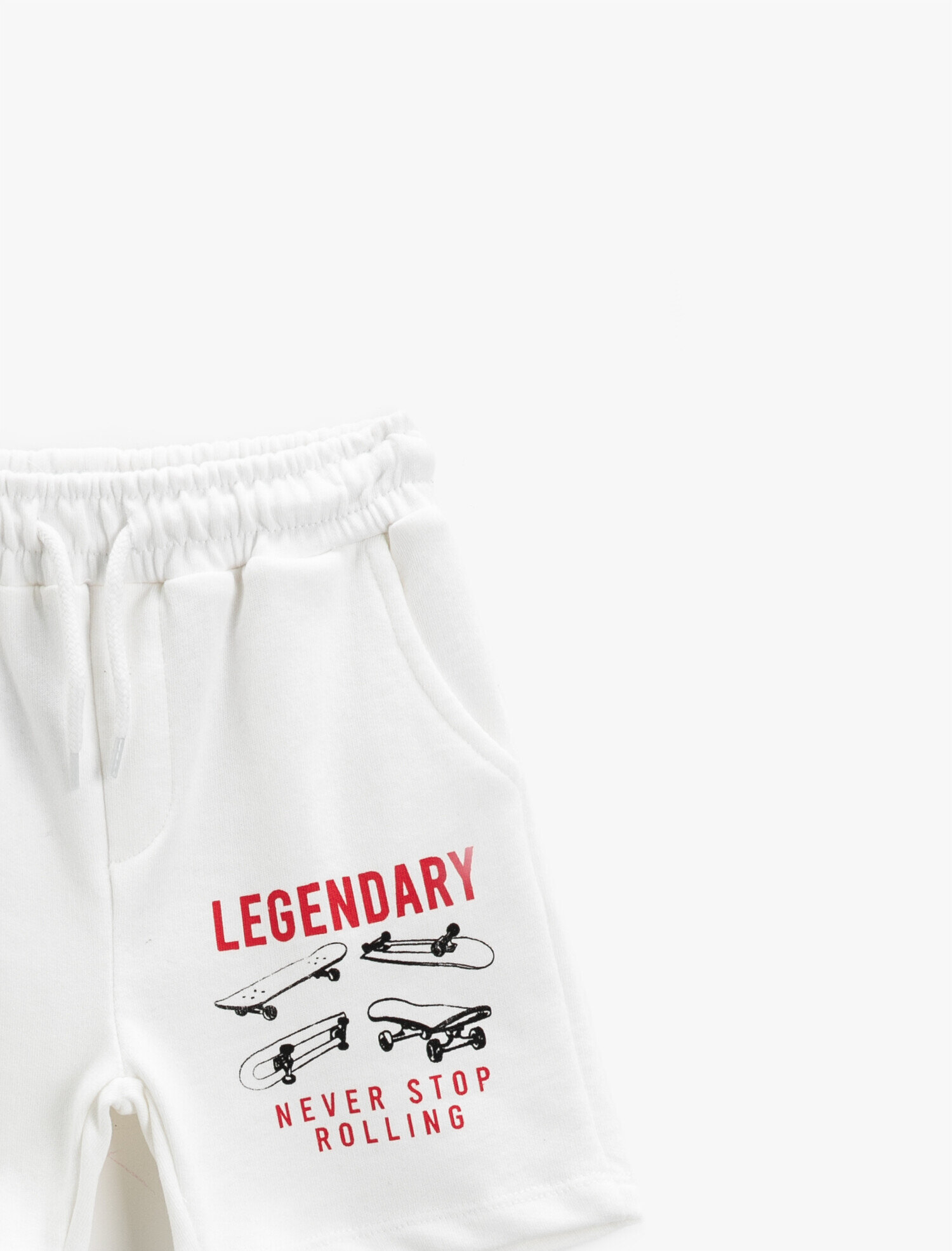  Erkek Çocuk Belden Bağlamalı Baskılı Cepli Şort Pamuklu