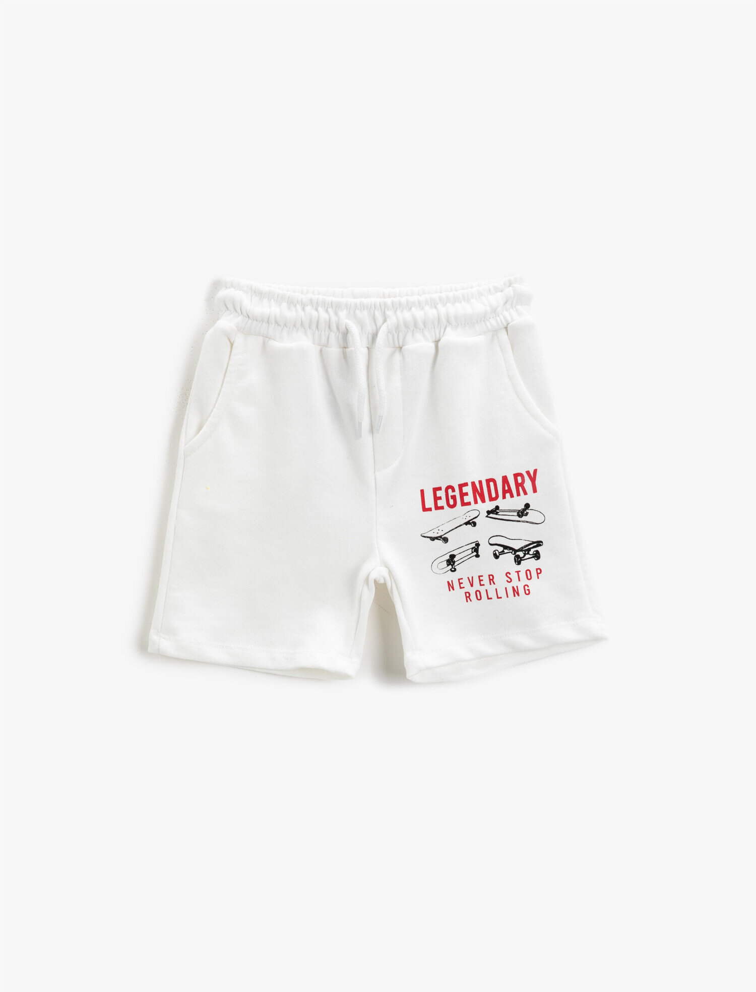  Erkek Çocuk Belden Bağlamalı Baskılı Cepli Şort Pamuklu