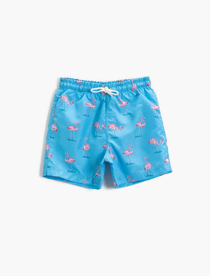 Erkek Çocuk Mayo Flamingo Baskılı Beli Bağlamalı