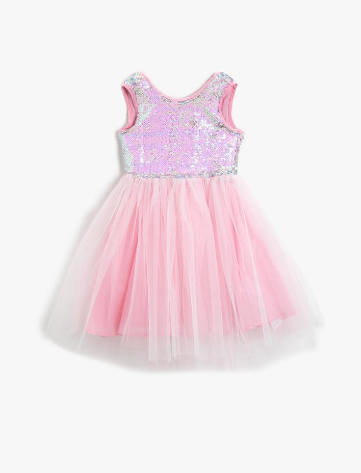 Kız Çocuk Pullu Tüllü Elbise