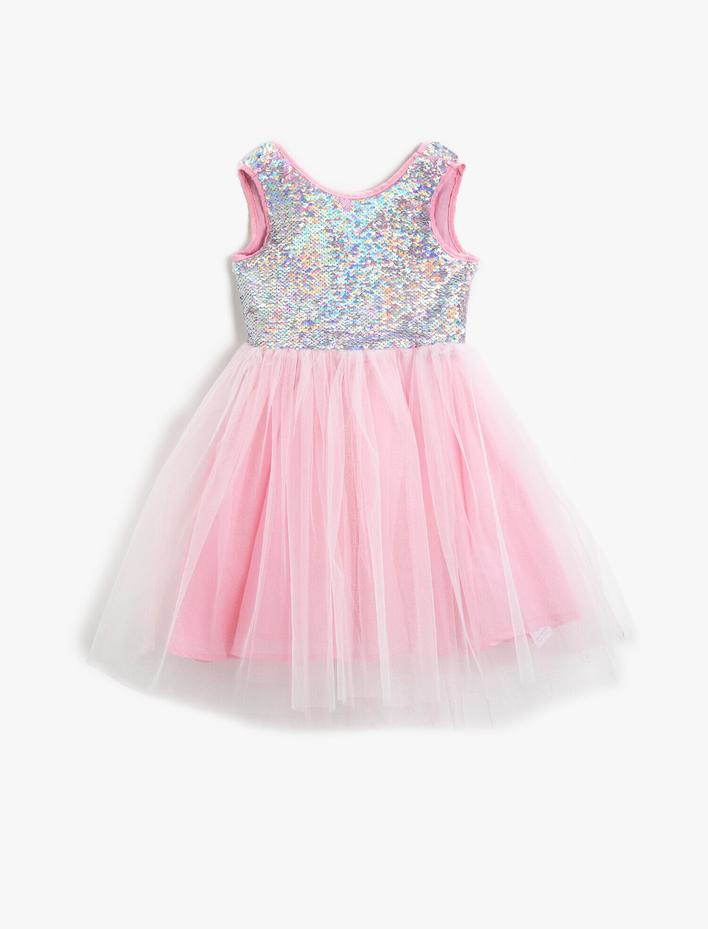 Kız Çocuk Pullu Tüllü Elbise