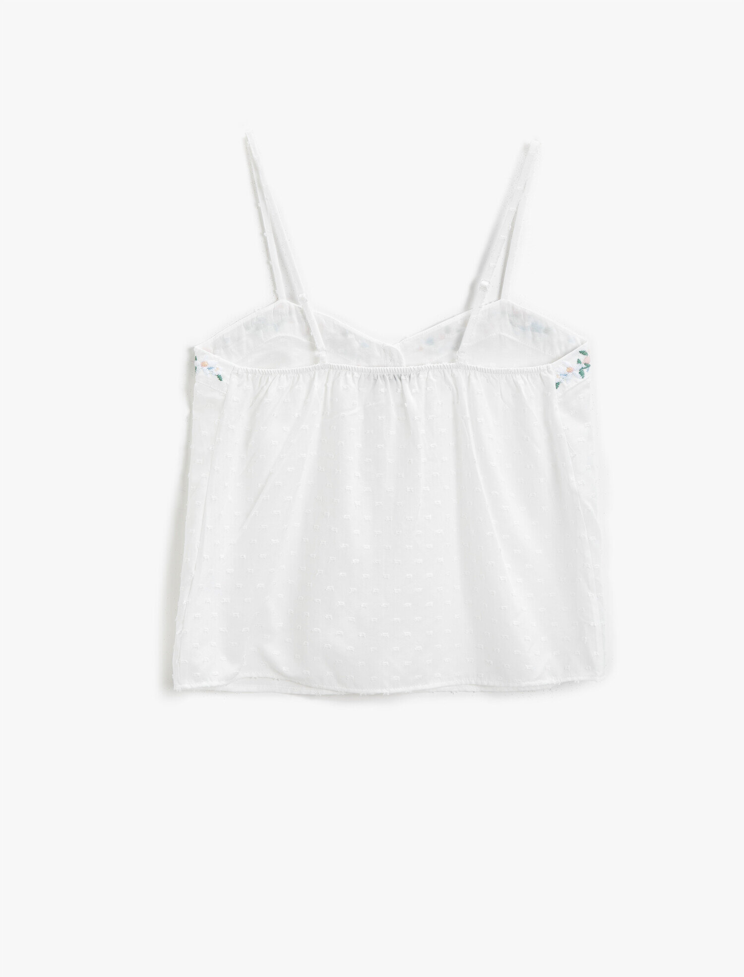   V Yaka Pijama Üstü İp Askılı Nakışlı