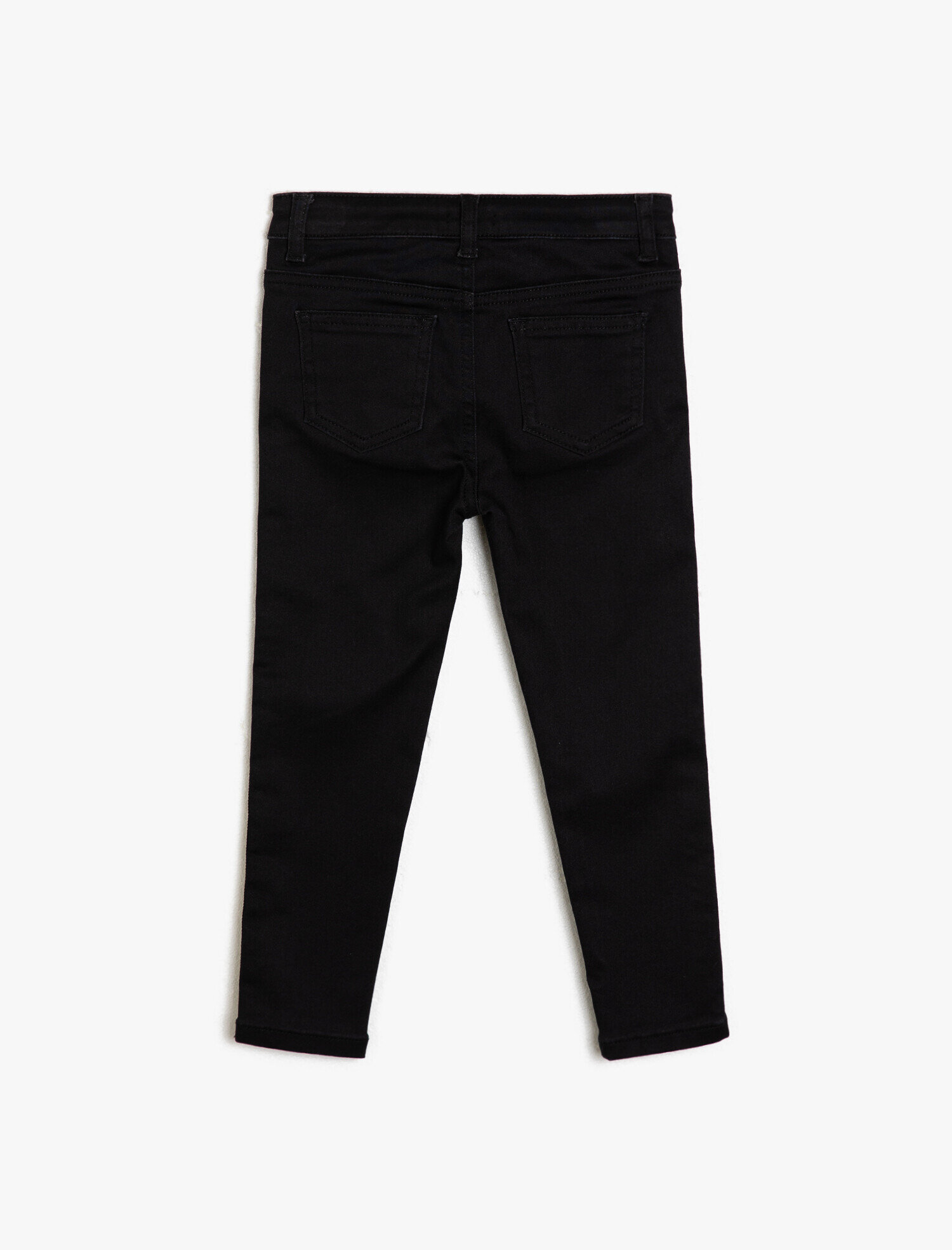  Kız Çocuk Pamuklu Şerit Detaylı Cepli Kot Pantolon - Slim Jean