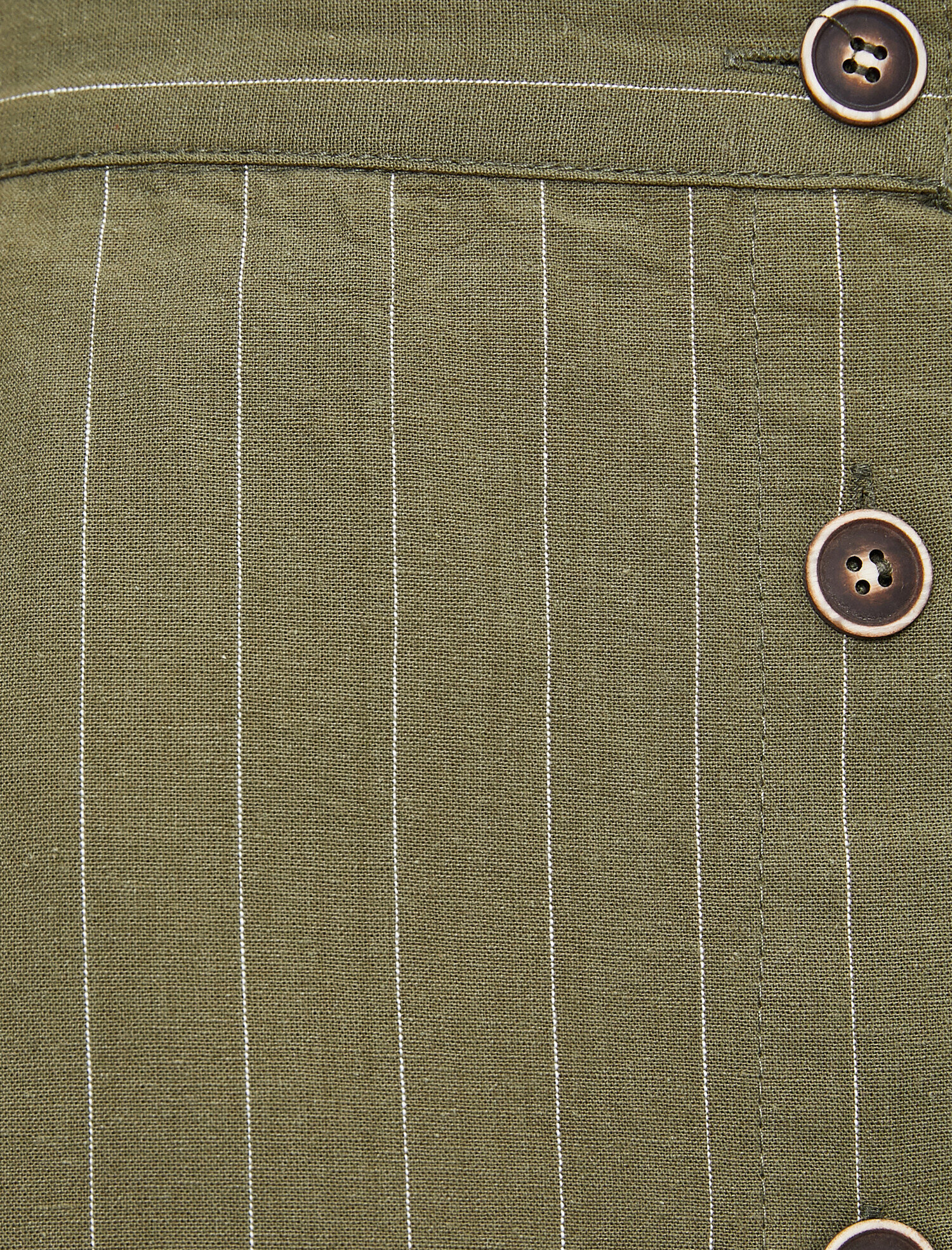   Düğme Detaylı Etek Keten Karışımlı