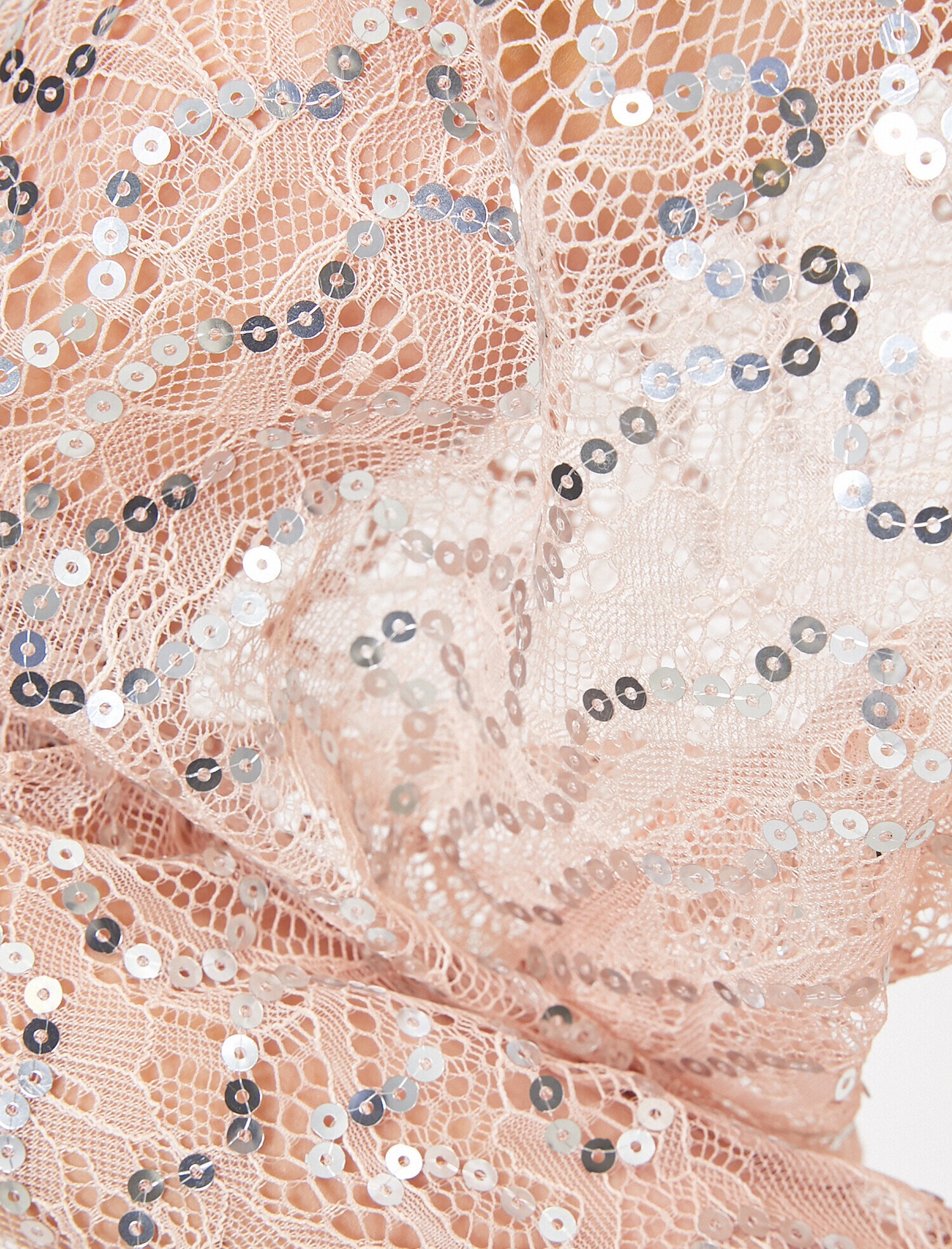   Yaka Detaylı Abiye Elbise Uzun Kollu Pul Detaylı Midi