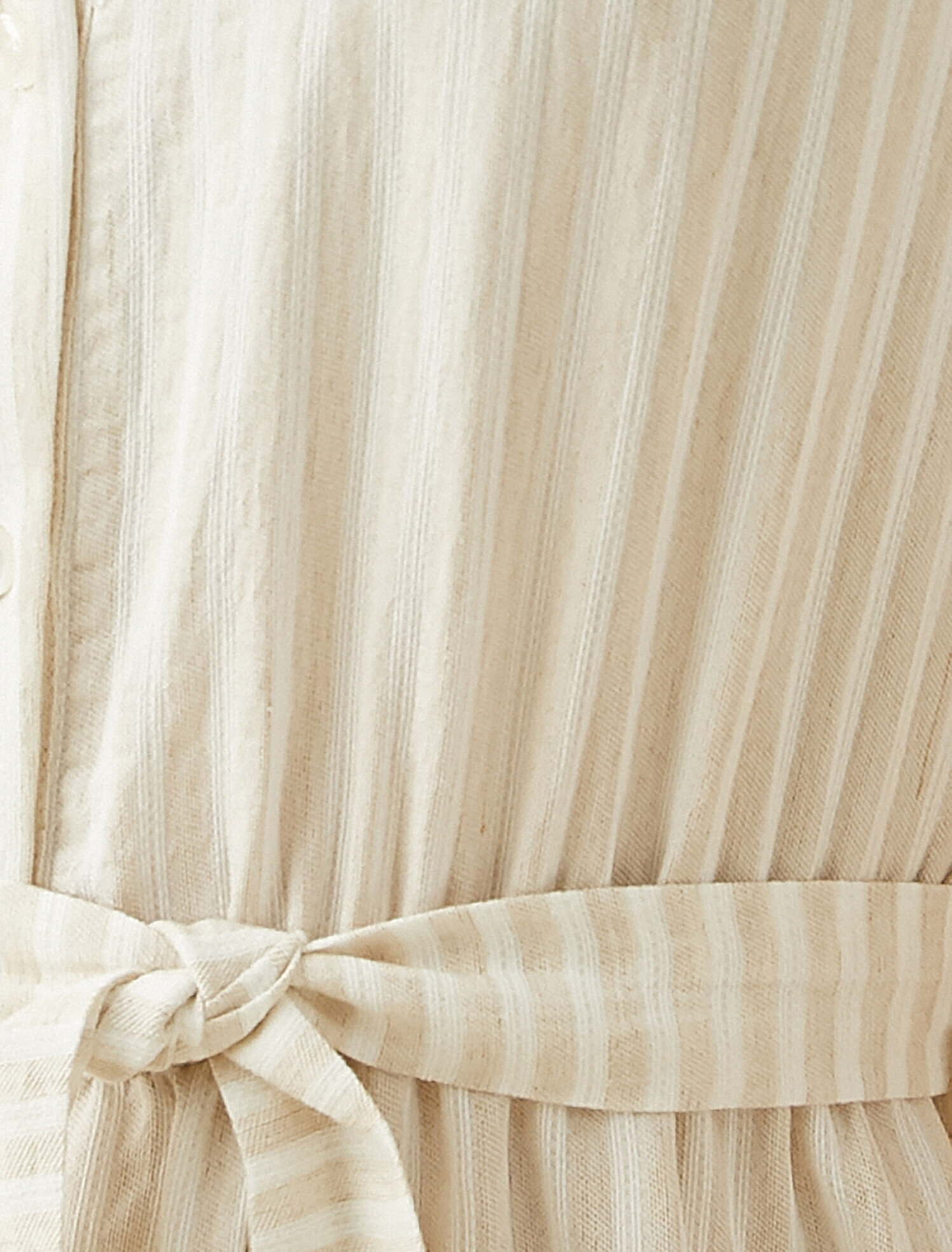   Çizgili Gömlek Elbise Keten Karışımlı