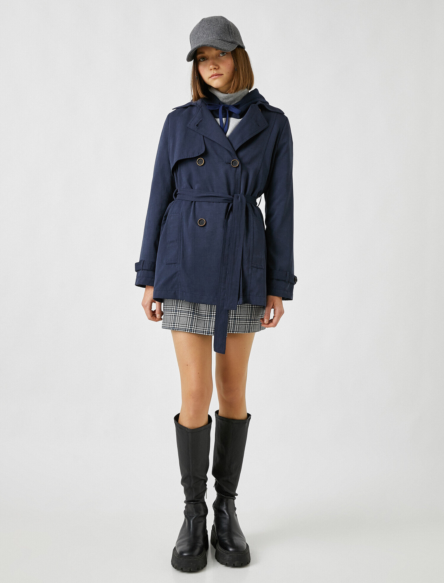   Düğmeli Midi Trençkot