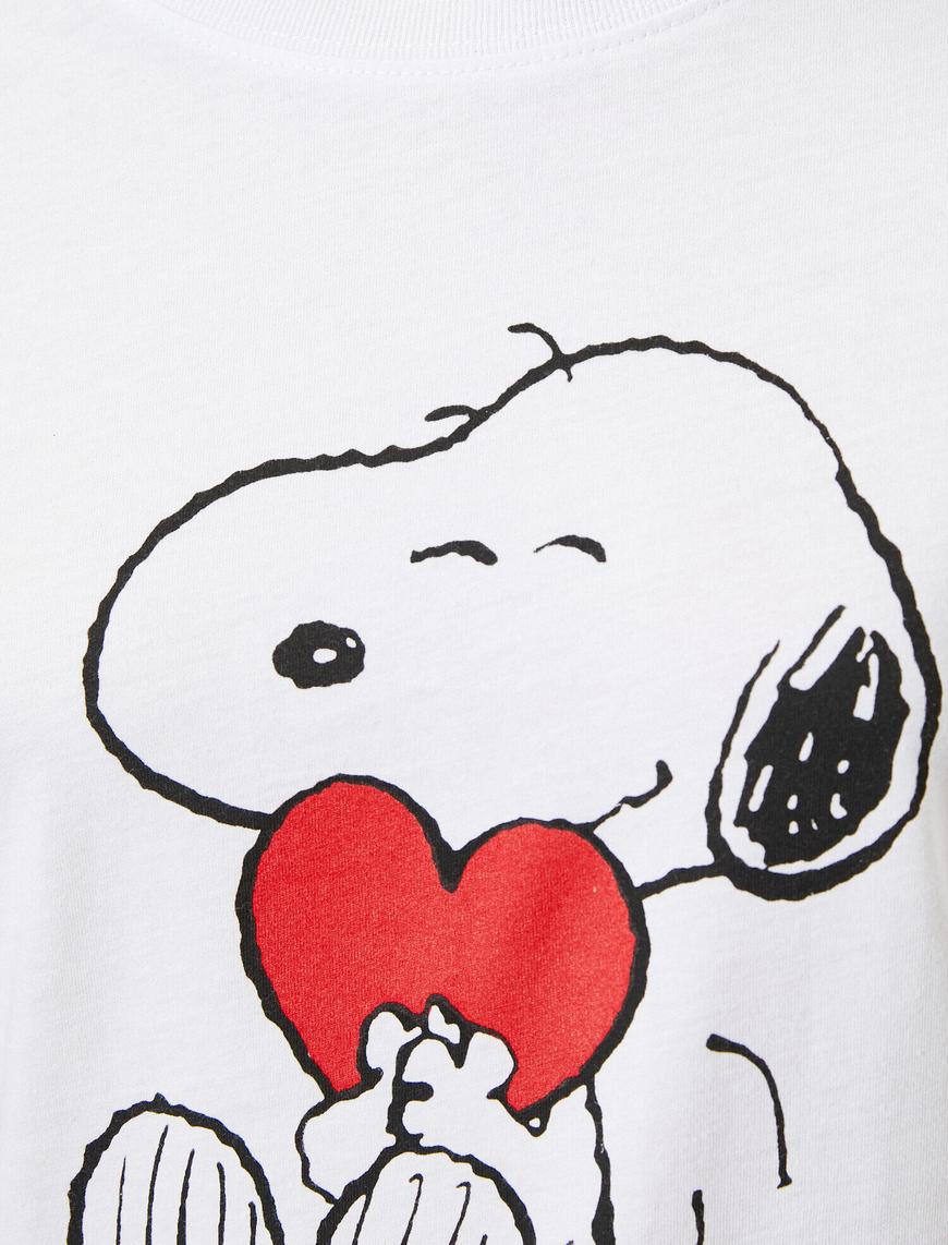   Snoopy Baskılı Bisiklet Yaka Lisanslı Tişört