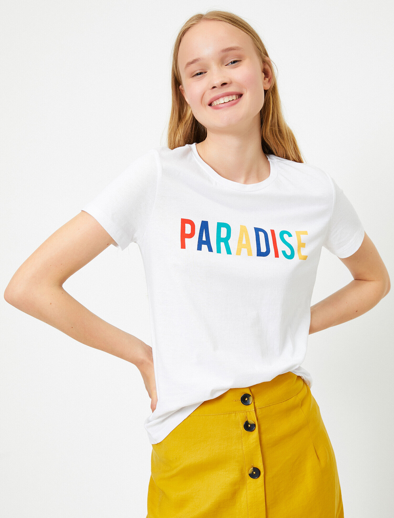   Bisiklet Yaka Yazılı Baskılı Kısa Kollu Tişört