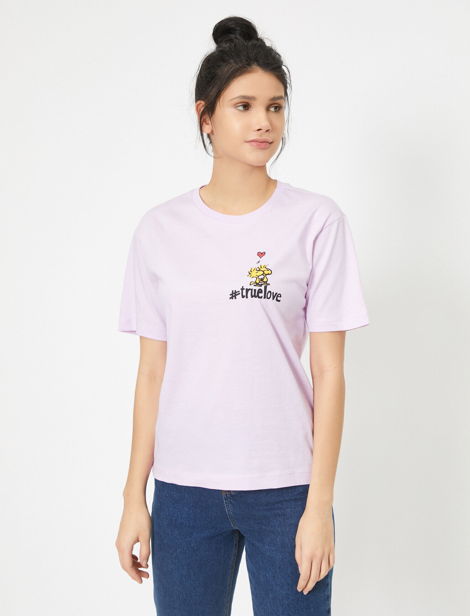   Bisiklet Yaka Kısa Kollu Yazılı Baskılı Tişört