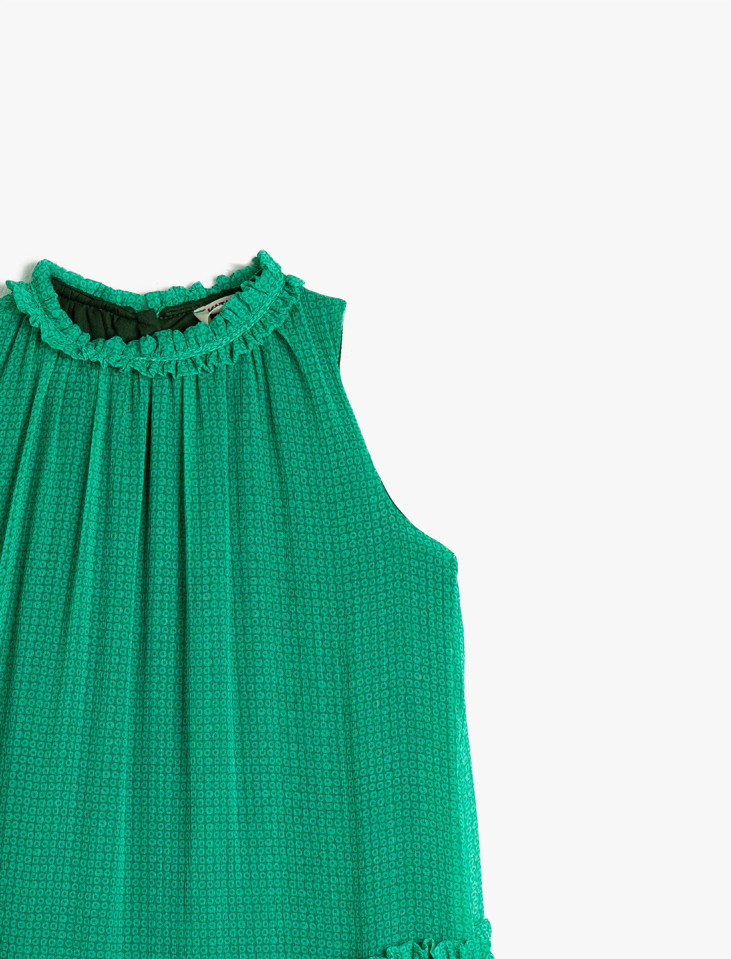  Kız Çocuk Bisiklet Yaka Geometrik Desenli Şifon Elbise