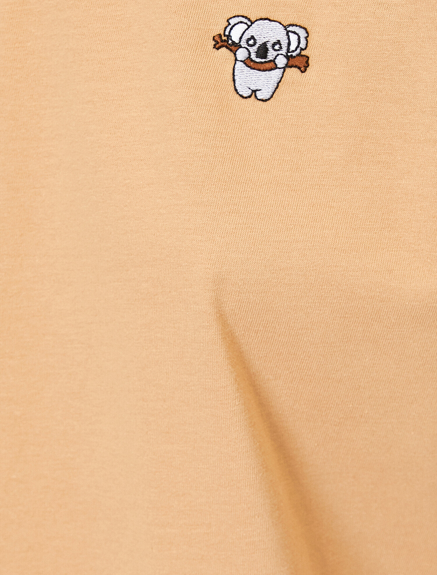   Bisiklet Yaka Minimal Nakışlı Kısa Kol Tişört