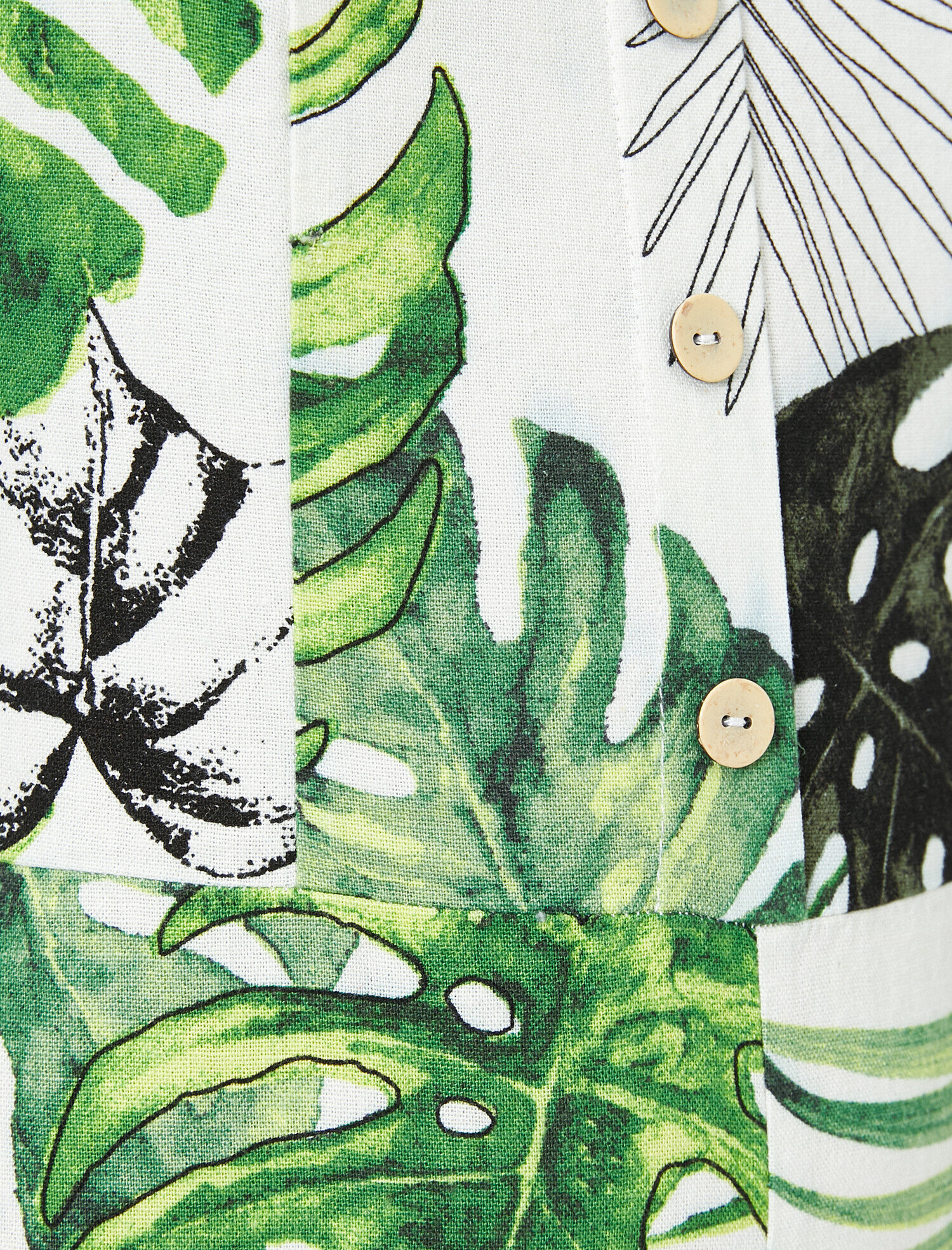   Çiçek Desenli Keten Karışımlı Omuz Dekolteli Tulum