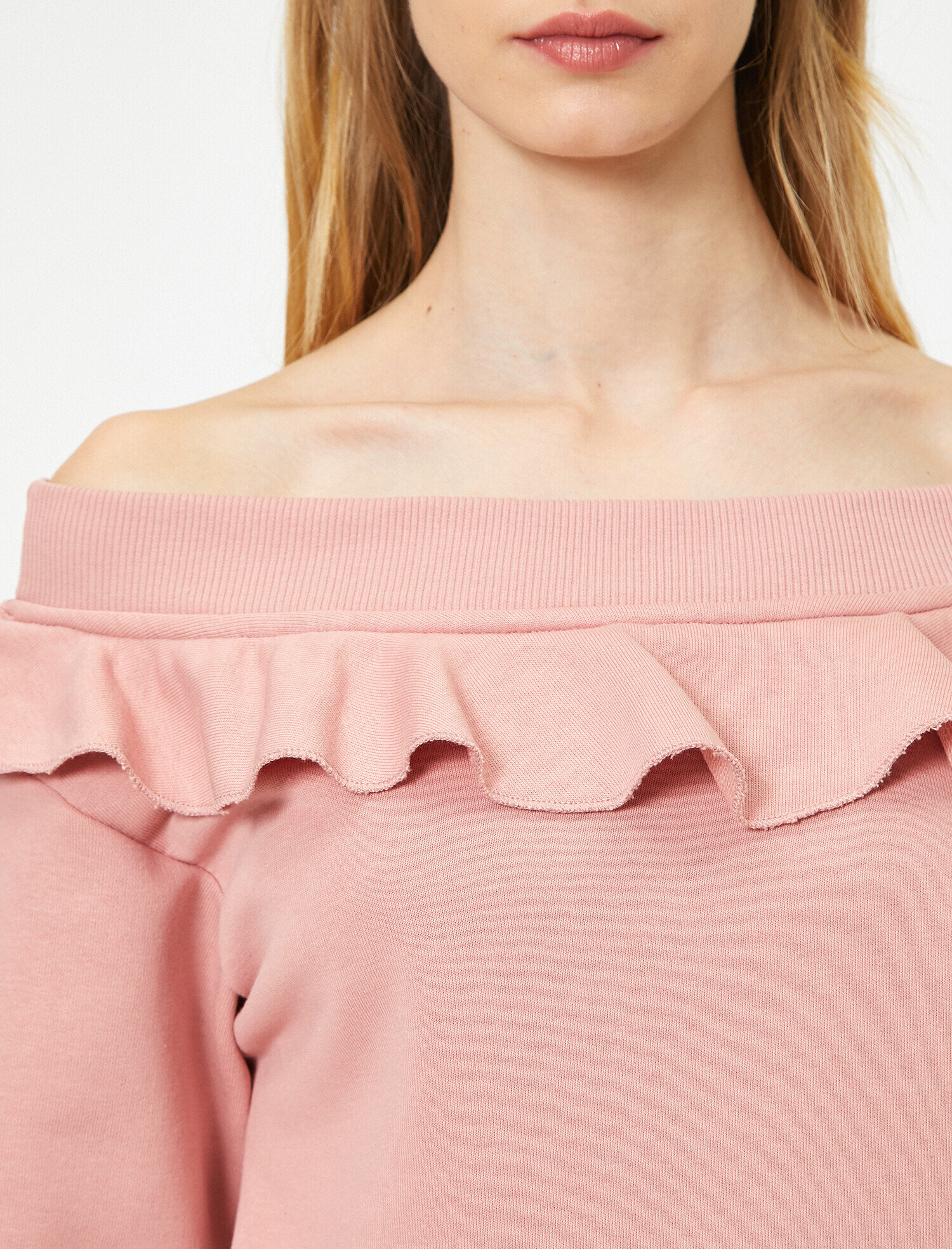   Omzu Açık Fırfırlı Sweatshirt