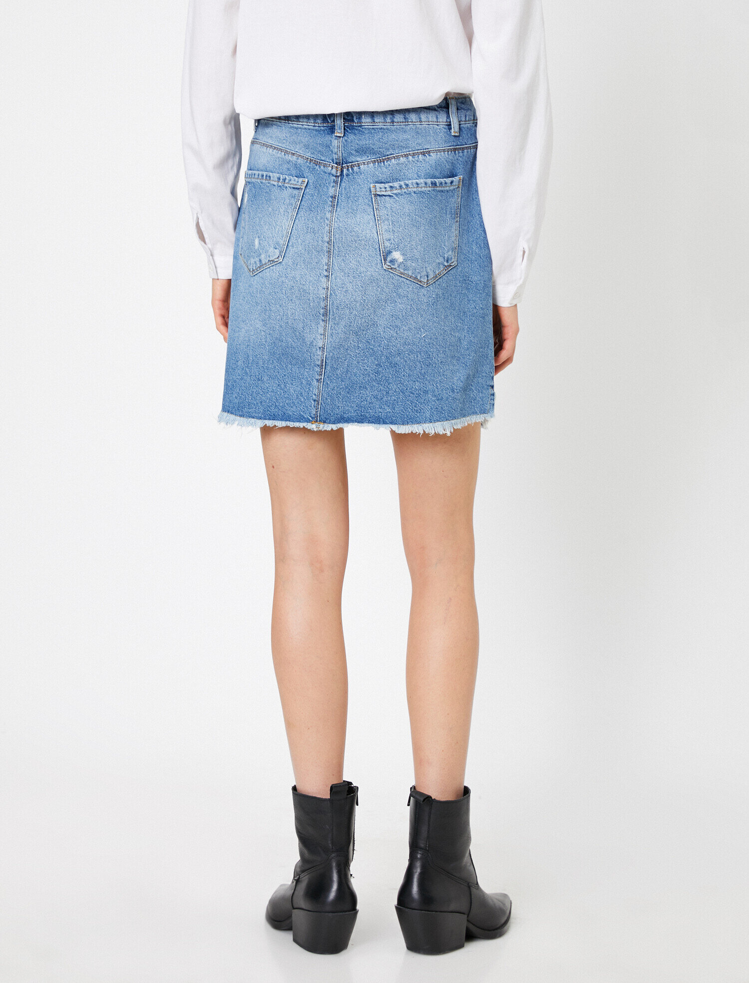   Cep Detaylı Jean Etek