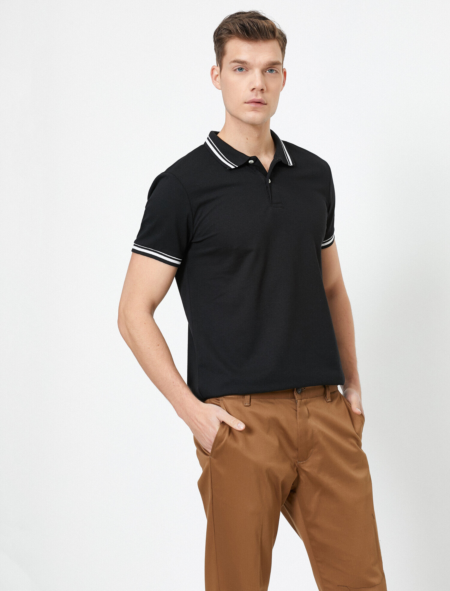   Polo Yaka Tişört Dar Kesim Kısa Kollu