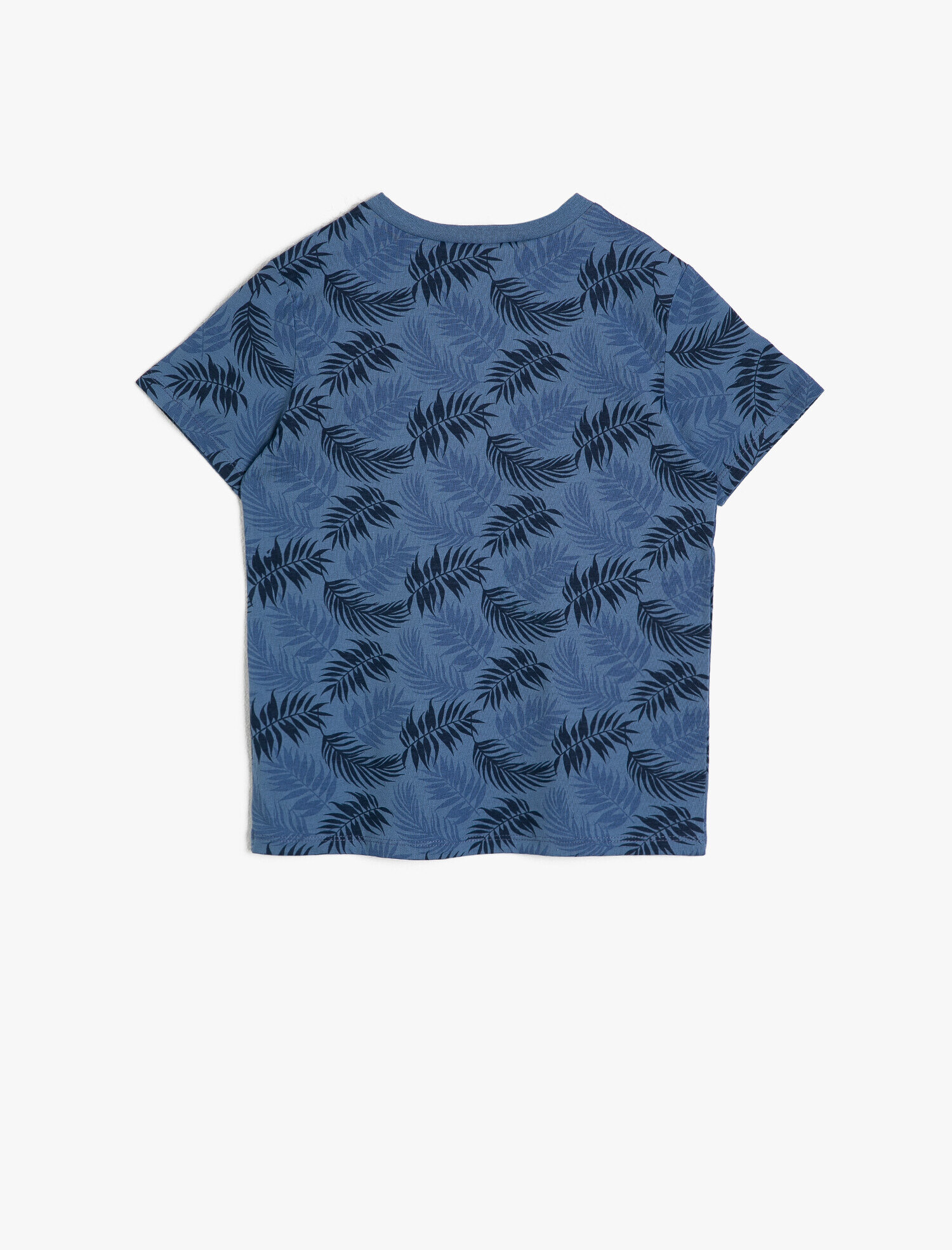  Erkek Çocuk Yaprak Desenli Pamuklu Kontrast Renk Slogan Baskılı Tişört