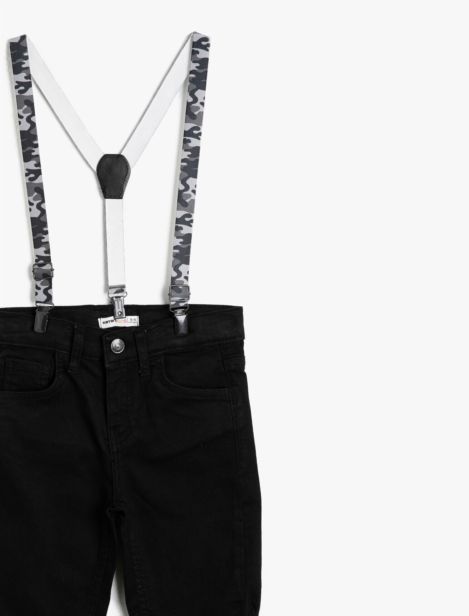  Erkek Çocuk Basic Kamuflaj Askılı 5 Cep Jean Şort