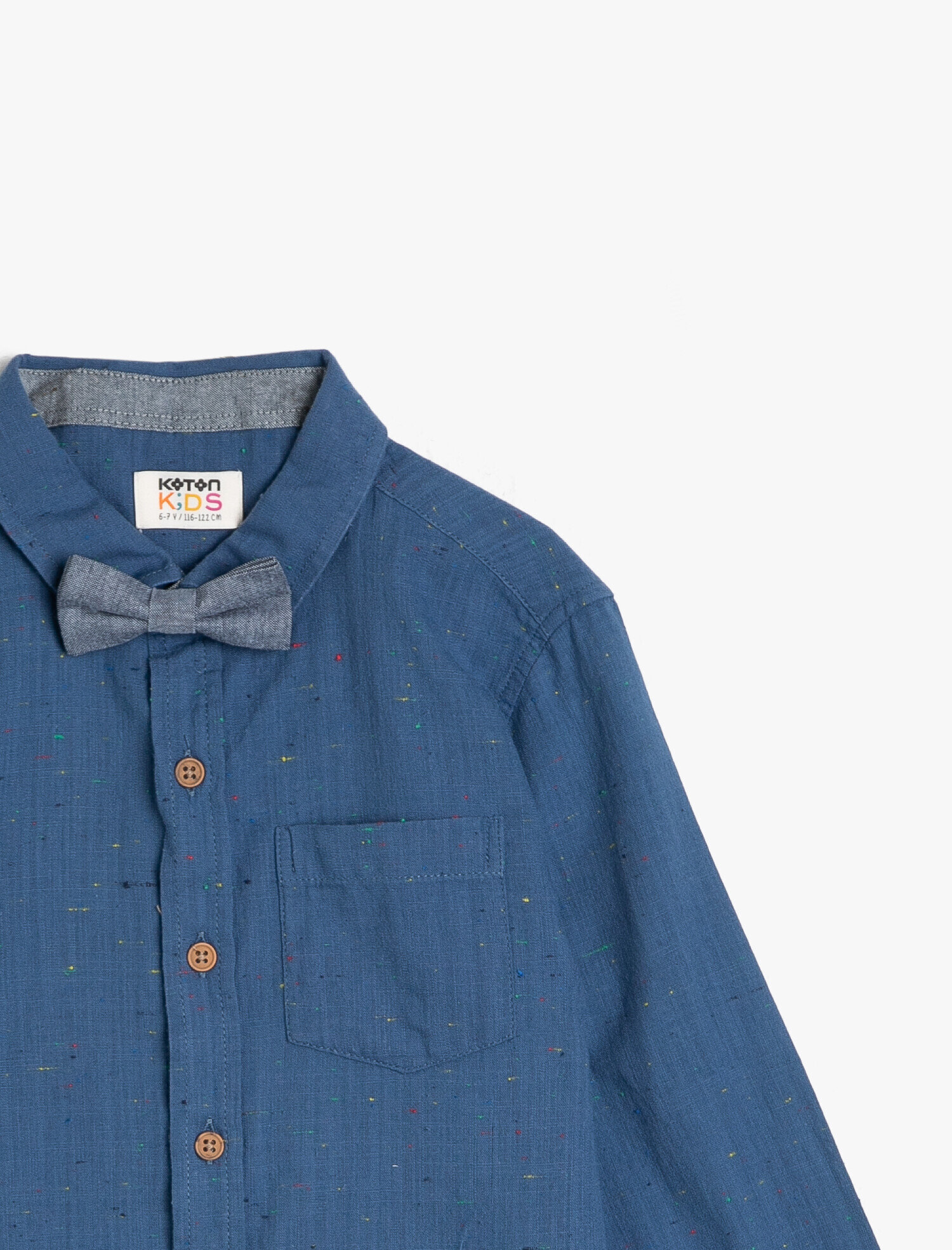  Erkek Çocuk Papyonlu Cepli Uzun Kollu Klasik Yaka Gömlek