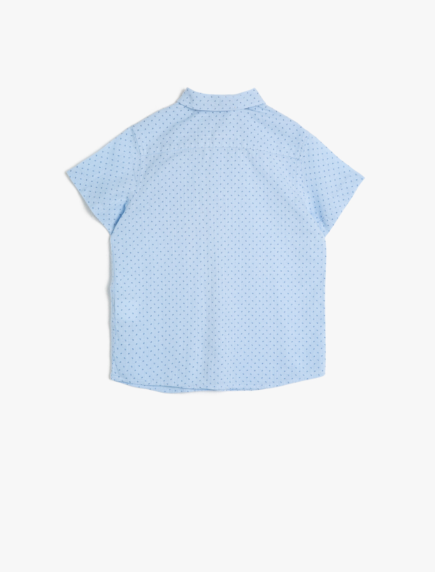  Erkek Çocuk Desenli Pamuklu Tek Cepli Papyonlu Kısa Kollu Klasik Yaka Gömlek