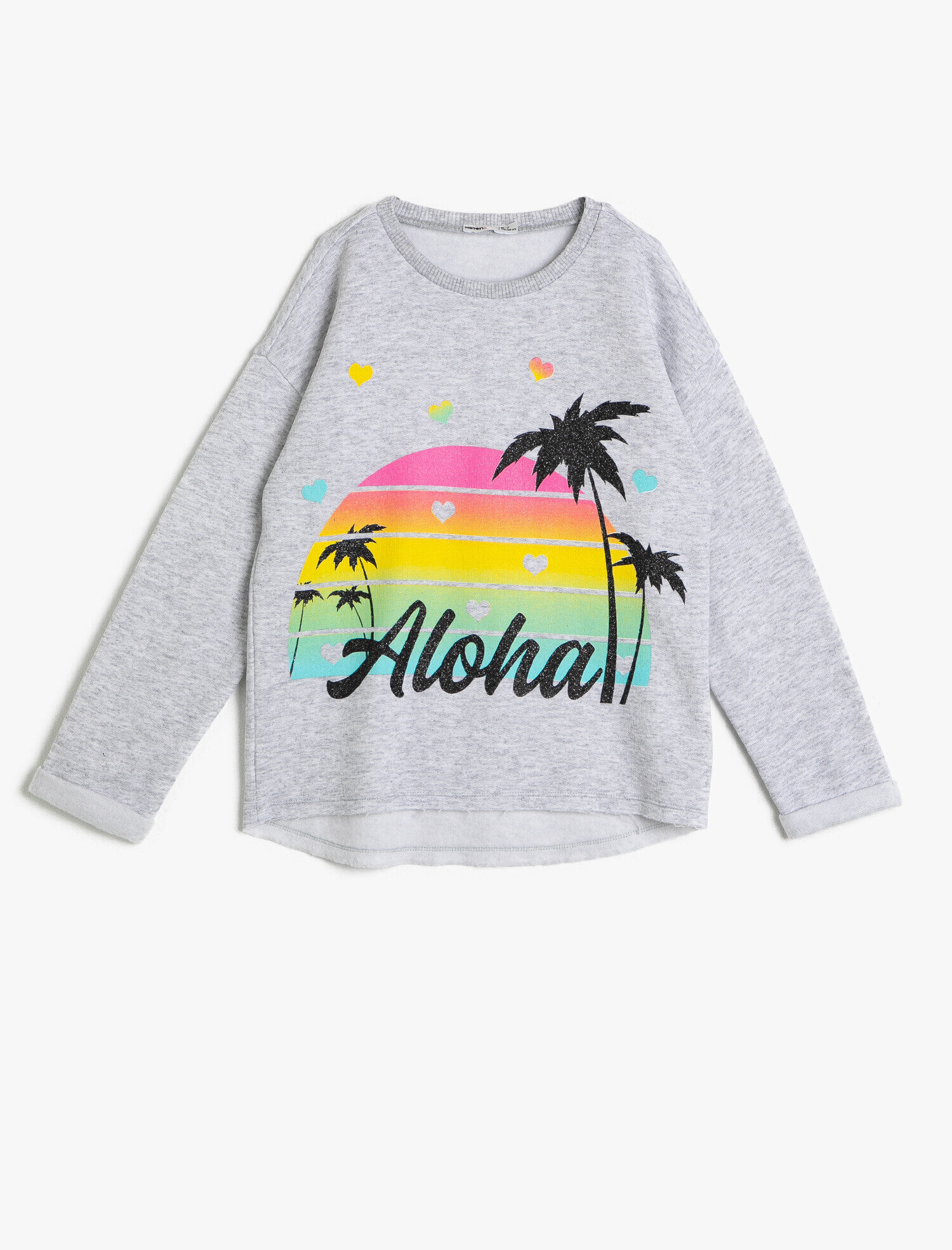  Kız Çocuk İçi Tüylü Yumuşak Sweatshirt Kumaşından Baskılı Sweatshirt