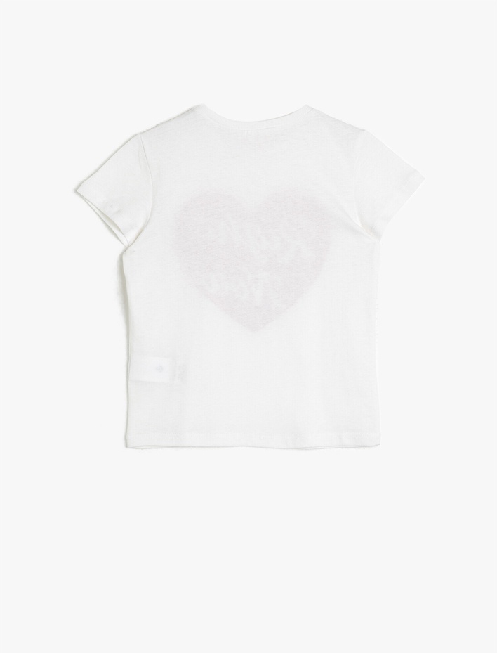 Kız Çocuk Pamuklu Yumuşak Baskılı Bisiklet Yaka Kısa Kollu Tişört