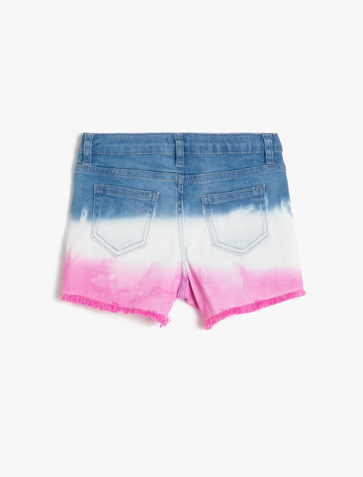  Kız Çocuk Batik Desenli Rahat Kesim İşlemeli Kısa Jean Şort