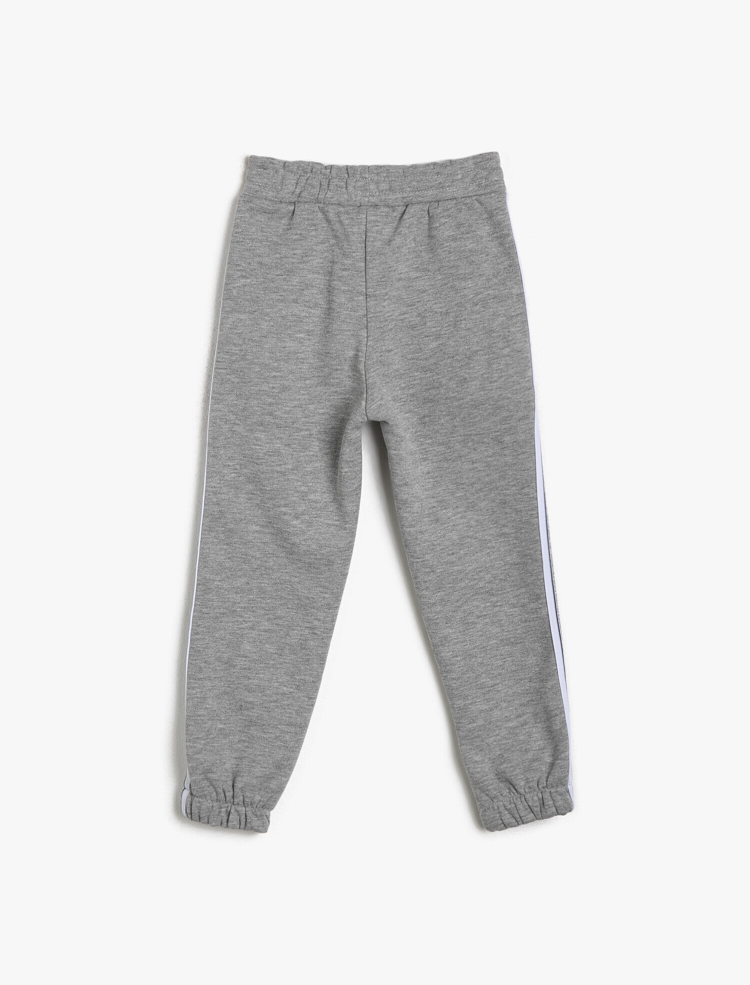  Kız Çocuk Simli İçi Tüylü Sweatshirt Kumaşından Paçası Lastikli Jogger Eşofman