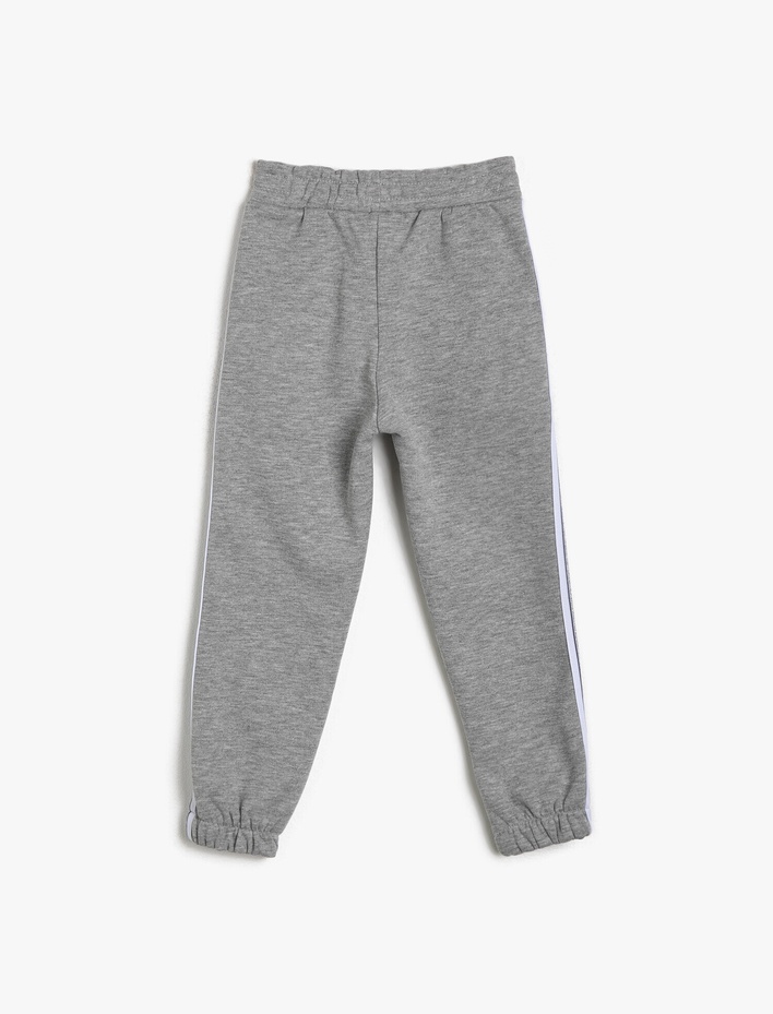 Kız Çocuk Simli İçi Tüylü Sweatshirt Kumaşından Paçası Lastikli Jogger Eşofman