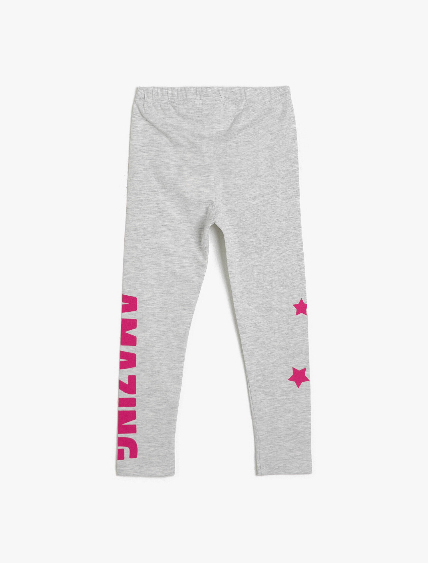  Kız Çocuk Yanda Yazılı Baskılı İnce Esnek Kumaştan Normal Bel Uzun Boy Tayt