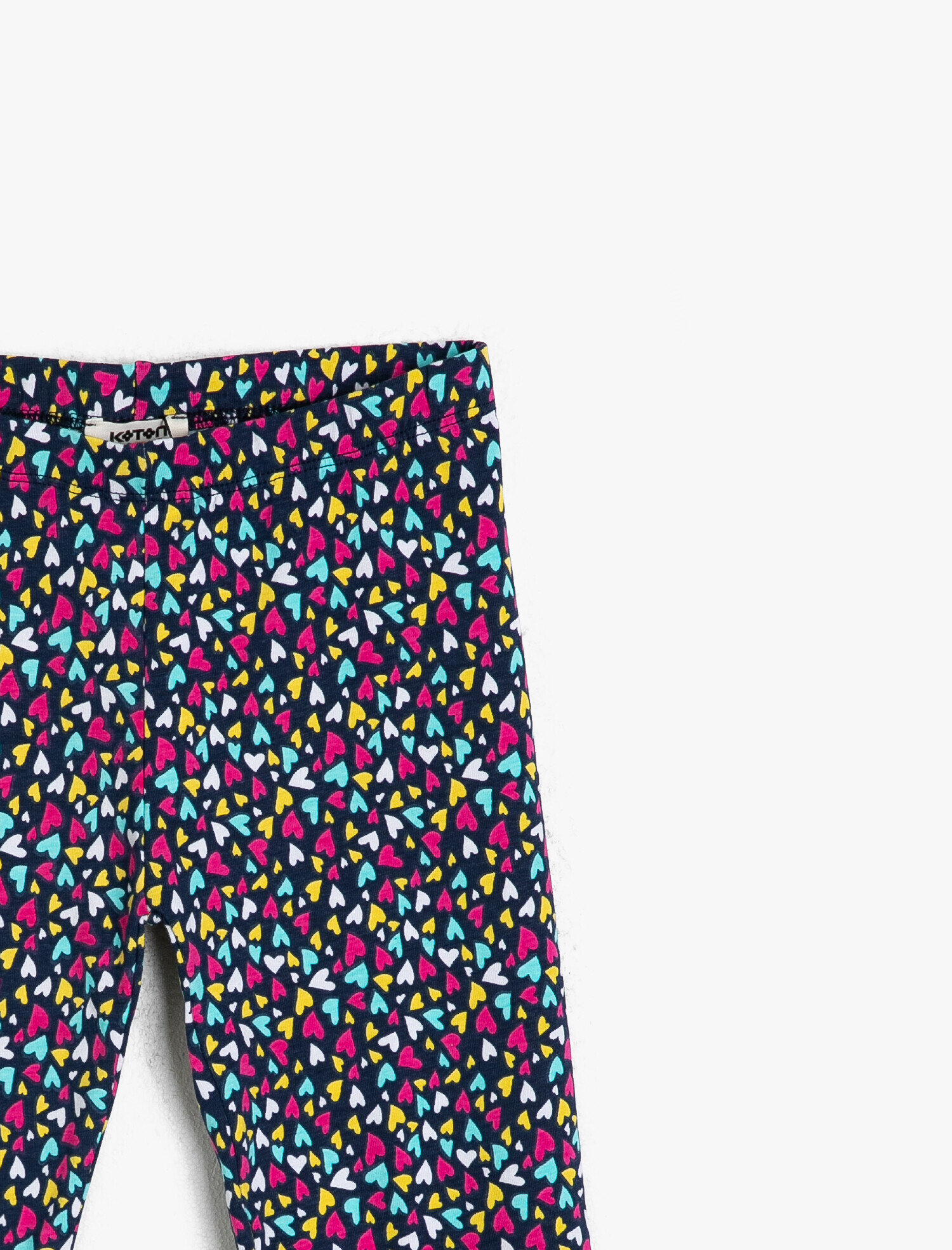  Kız Çocuk Kalp Desenli İnce Esnek Kumaştan Normal Bel Diz Altı Capri Tayt
