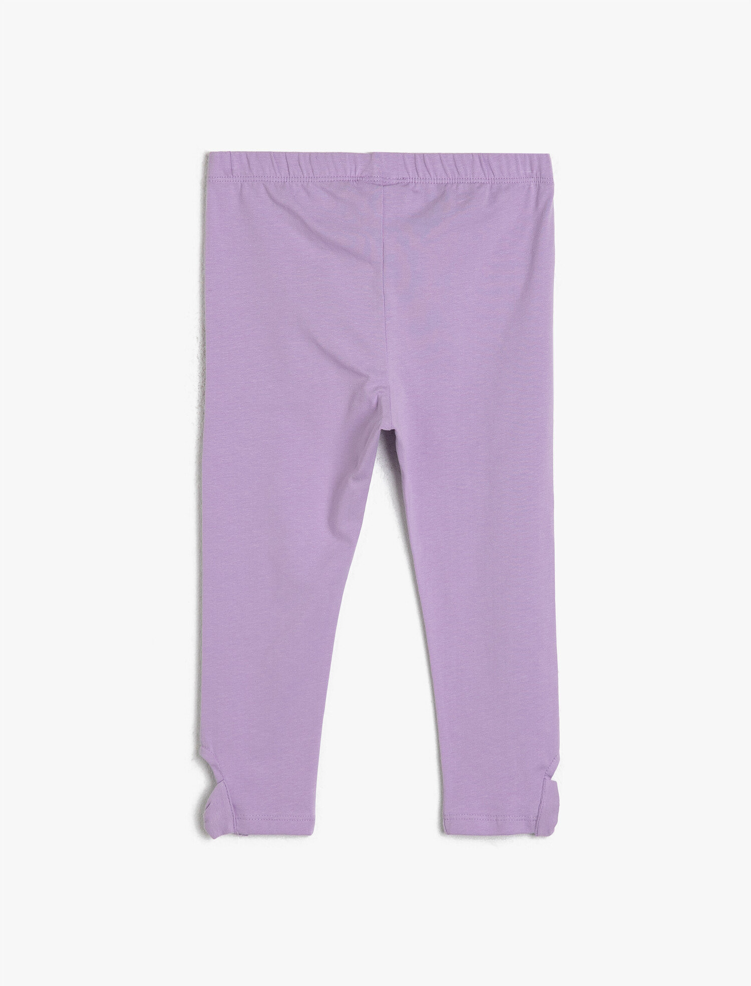 Kız Çocuk Paçası Fiyonklu İnce Esnek Kumaştan Normal Bel Diz Altı Capri Tayt