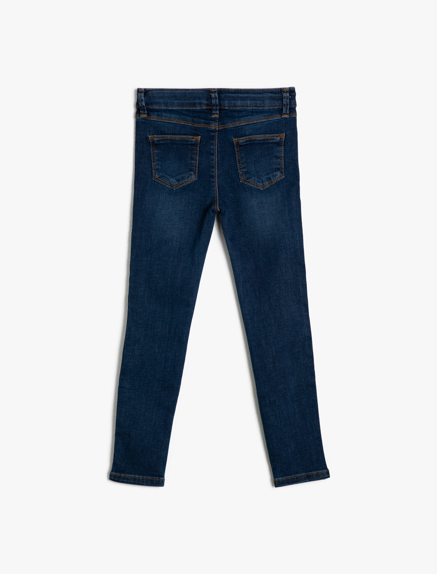  Kız Çocuk Pamuklu Simli Şerit Detaylı Cepli Kot Pantolon - Slim Jean