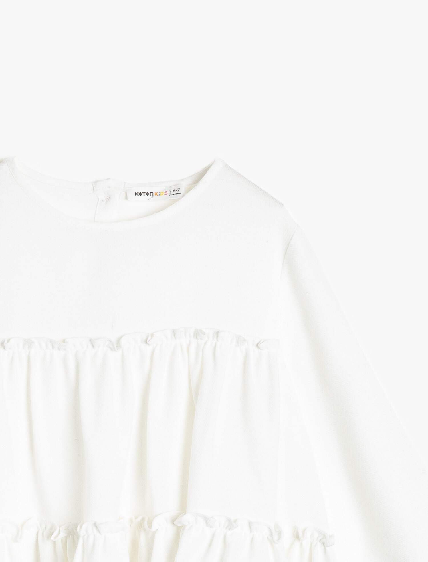  Kız Çocuk Dökümlü Kumaştan Bisiklet Yaka Büzgülü Bol Kesim Uzun Kollu Bluz