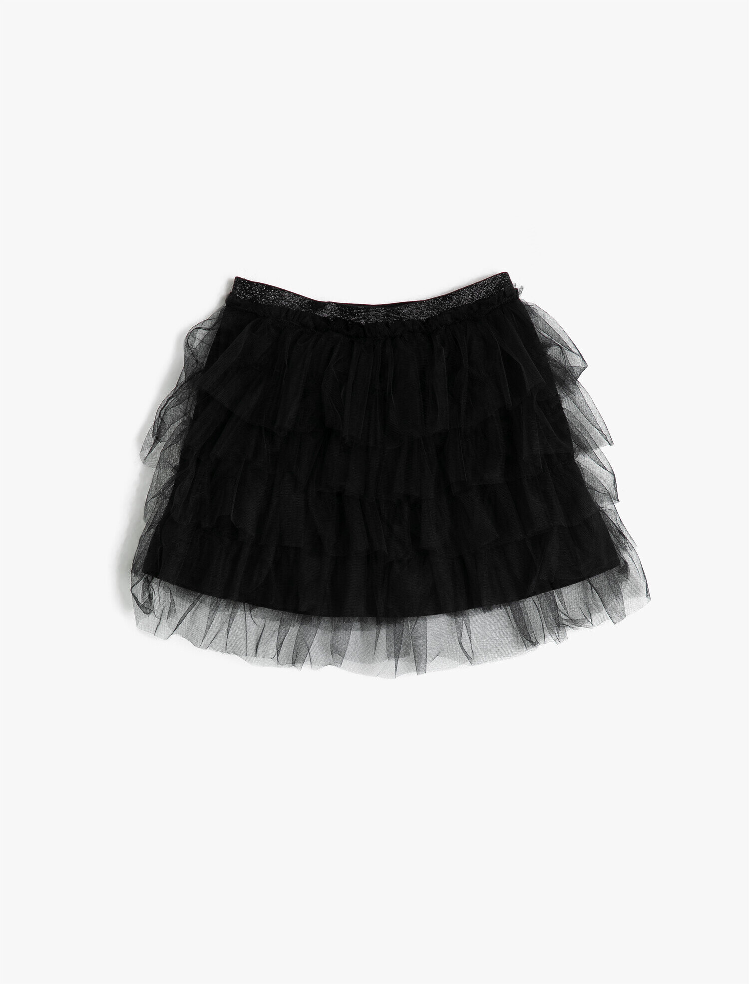  Kız Çocuk Kat Kat Beli Simli Lastikli Orta Boy Tütü Etek