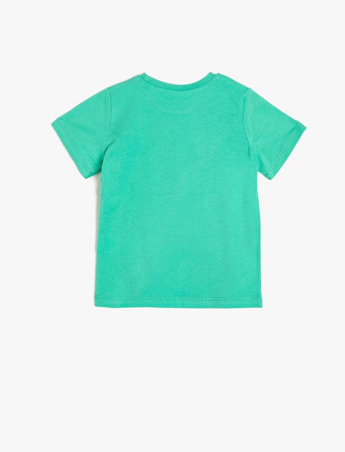 Erkek Bebek Baskılı Kısa Kollu Bisiklet Yaka Tişört