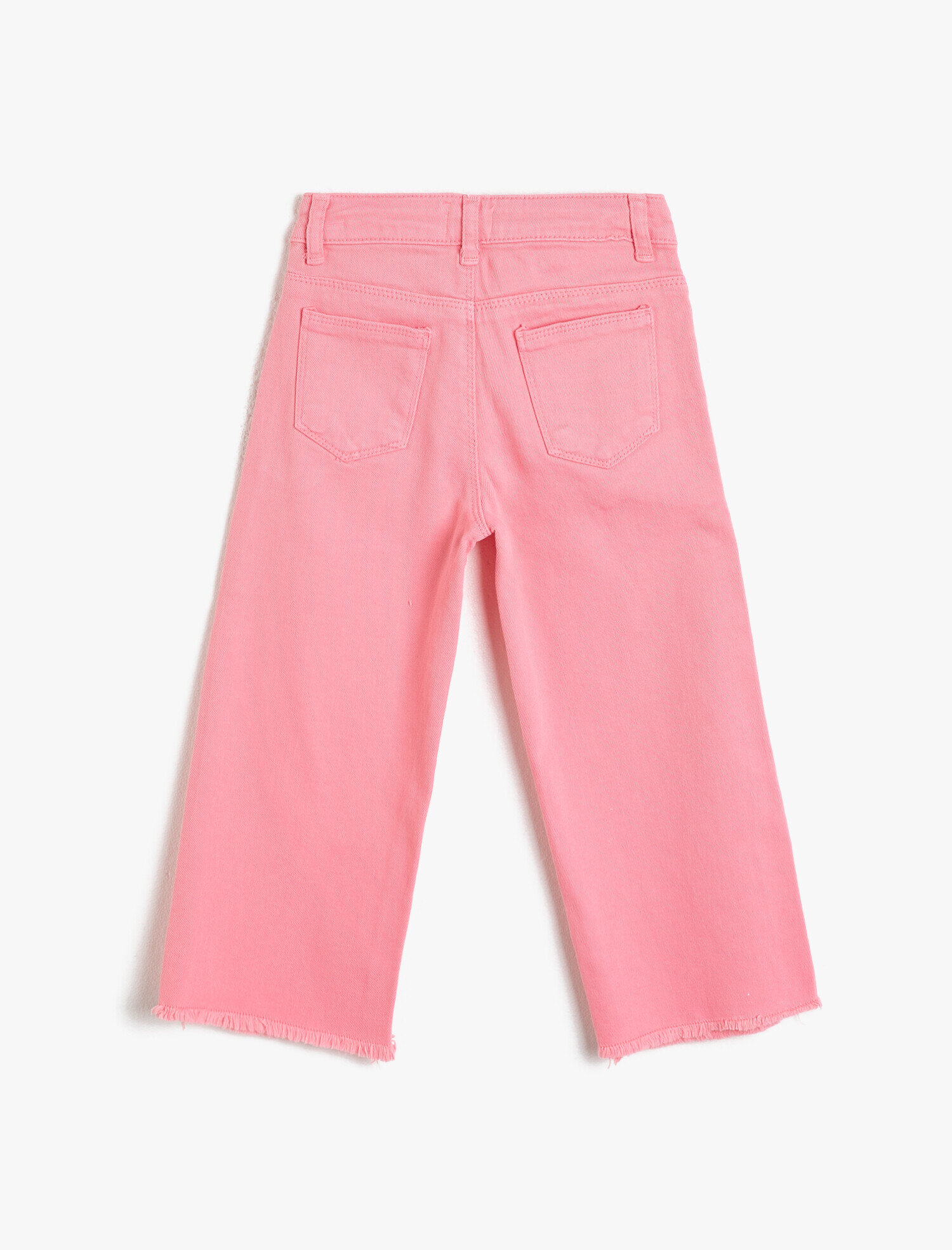  Kız Çocuk Bol Paça Kot Pantolon Cepli Pamuklu- Wide Leg Jean
