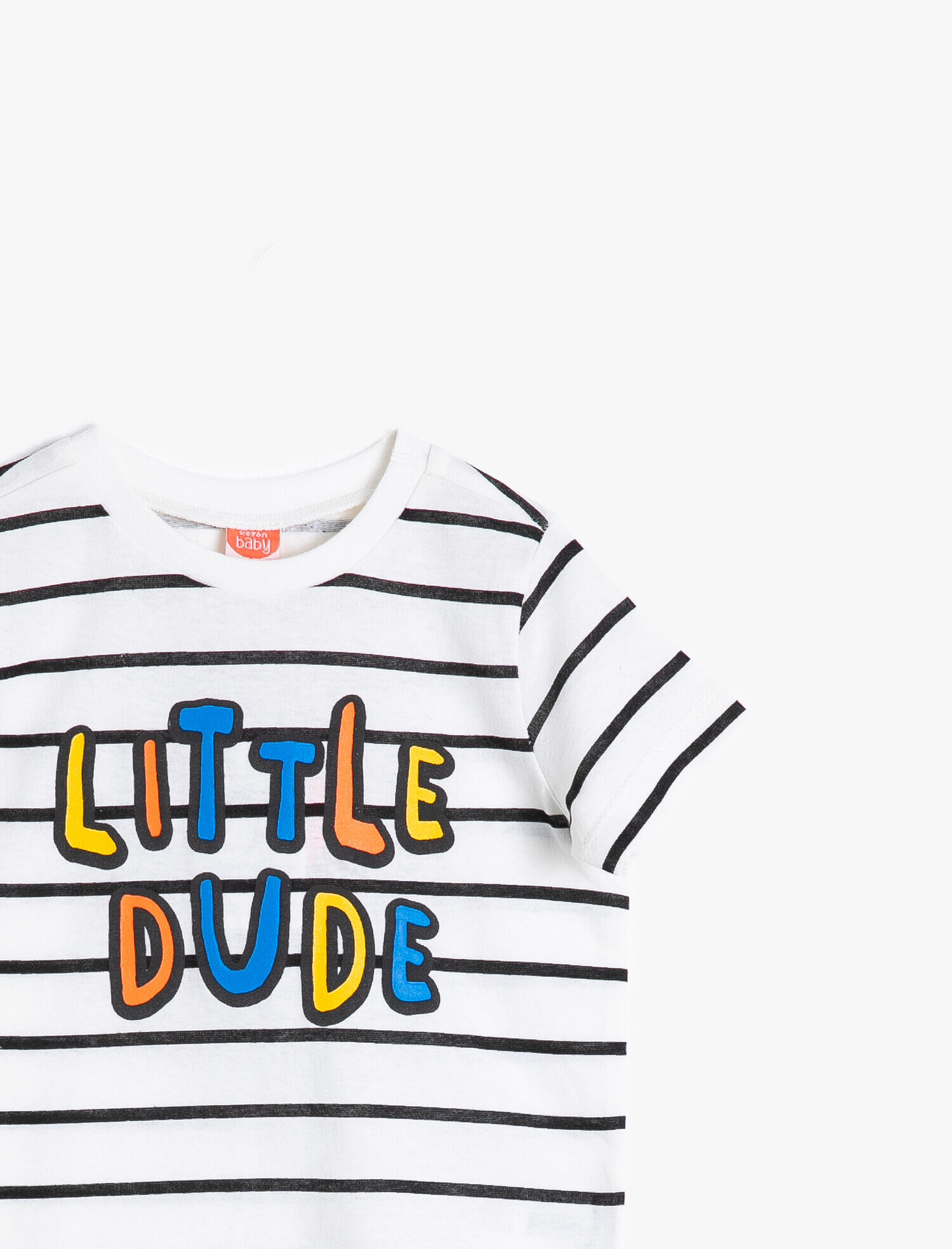  Erkek Bebek Bisiklet Yaka Kısa Kollu Çizgili Pamuklu Tişört